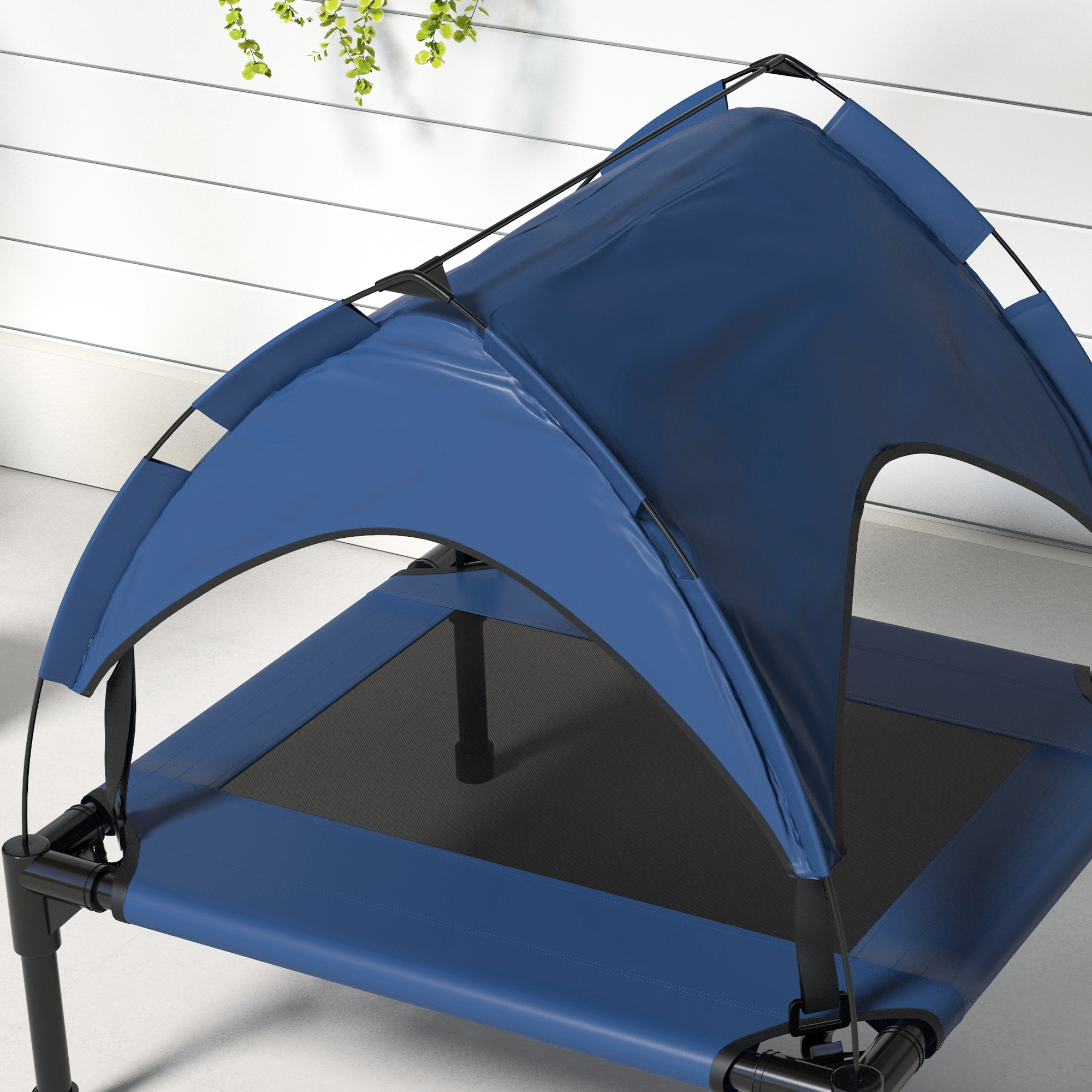 Hundebett mit Dach, atmungsaktiv, wasserabweisend, bis 20 kg, 76 x 61 x 69,5 cm, Dunkelblau