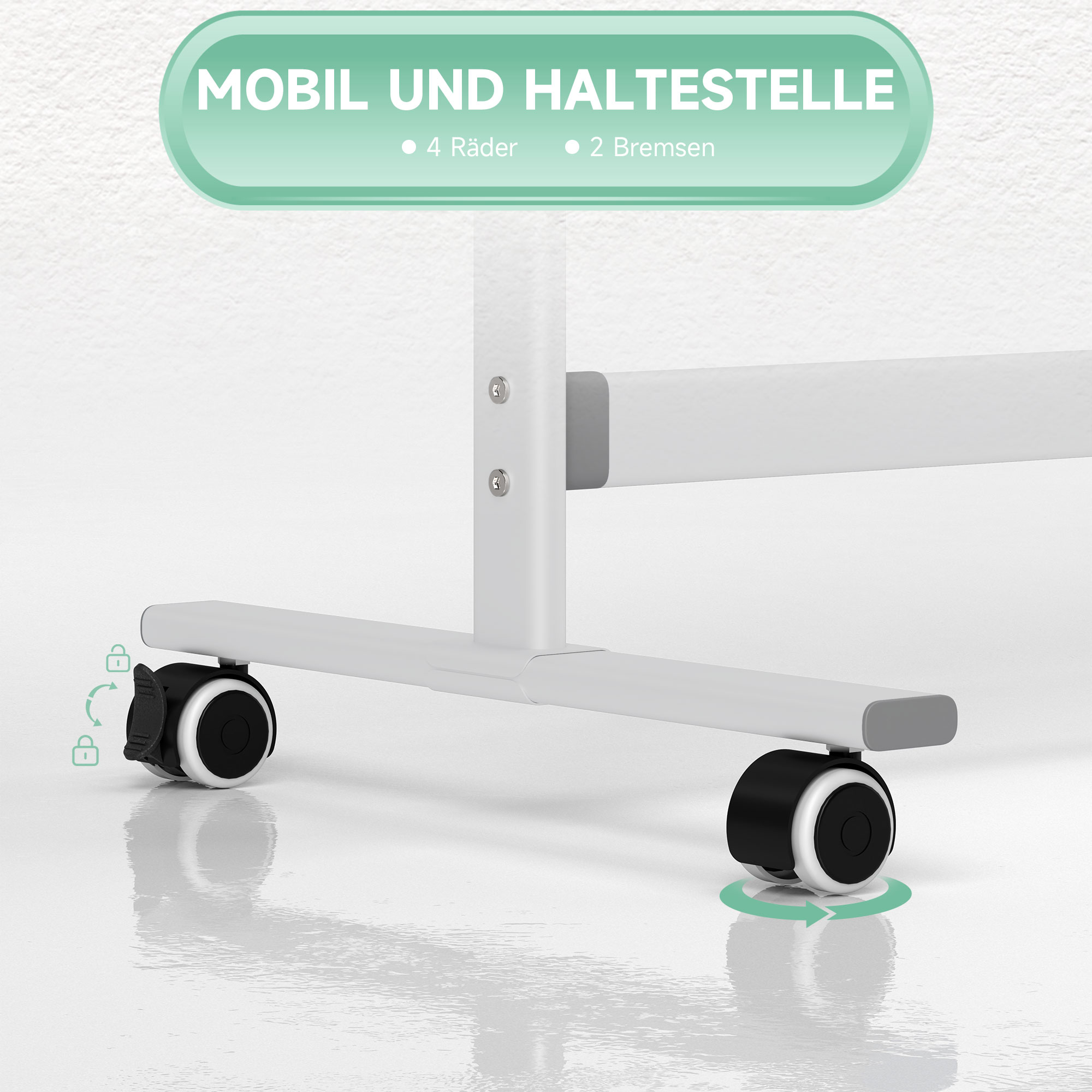 Whiteboard,120 x 90 cm, magnetisch, drehbar, mobil, inkl, Marker & Schwamm, Metallgestell, Weiß