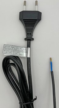 Netzkabel mit Fußschalter / blanke Enden, 2m lang, schwarz