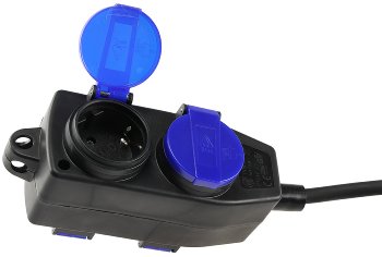 Werkstatt-Steckdose, 4-fach, 5m Kabel / IP44, mit Aufhänger, H07RN-F 3G1,5mm²