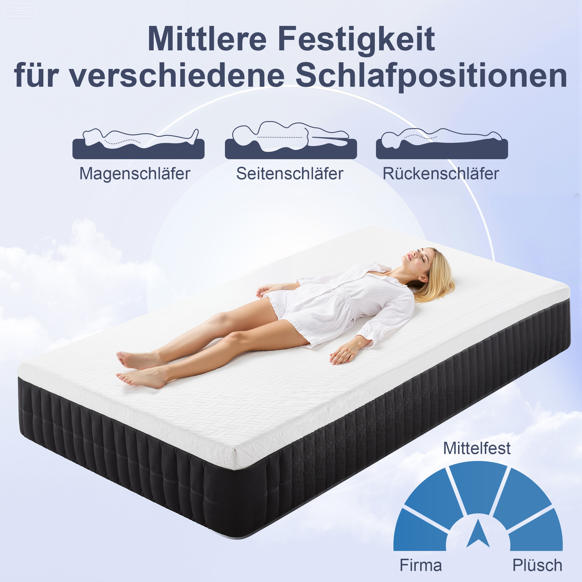 Ergonomische Matratze, Gedächtnis-Schaumstoff, 7-Zonen-Unterstützung, Taschenfedern