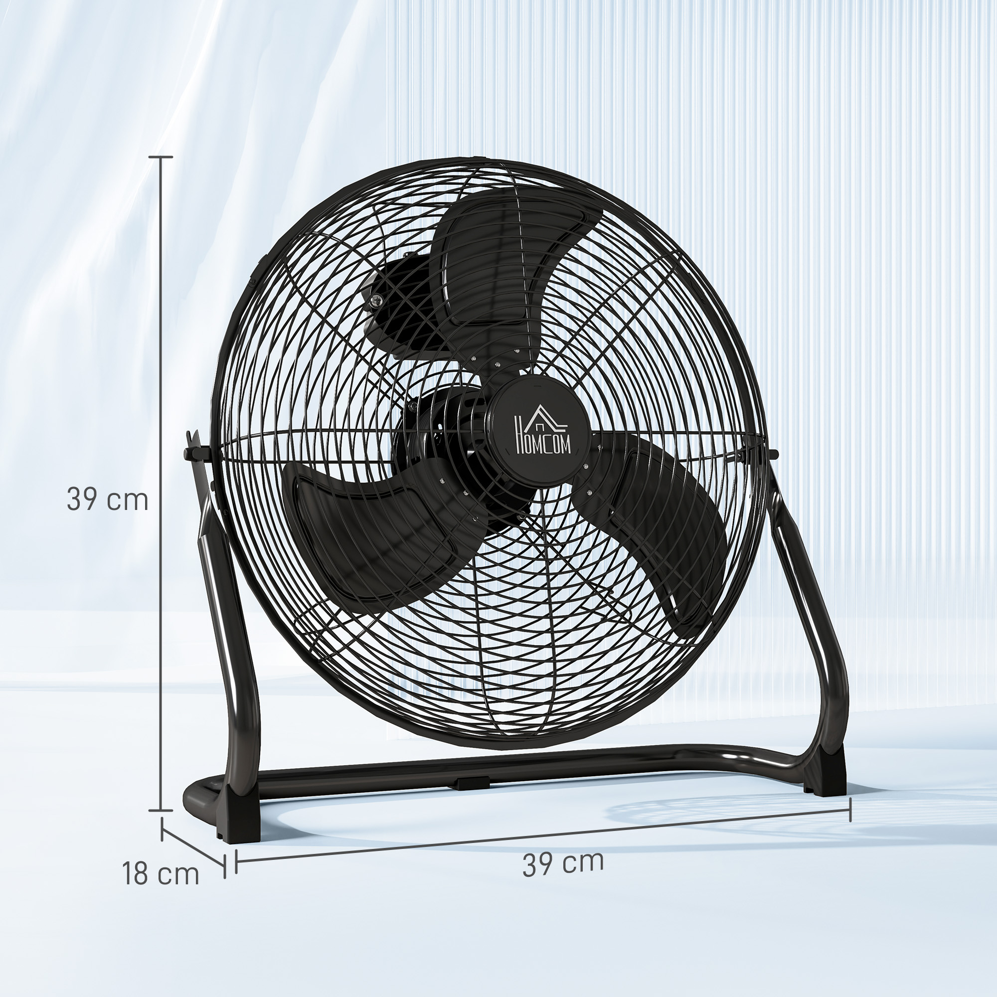 Ventilator für den Schreibtisch, Klimaanlage, 4 Geschwindigkeiten, drehbar, Schwarz