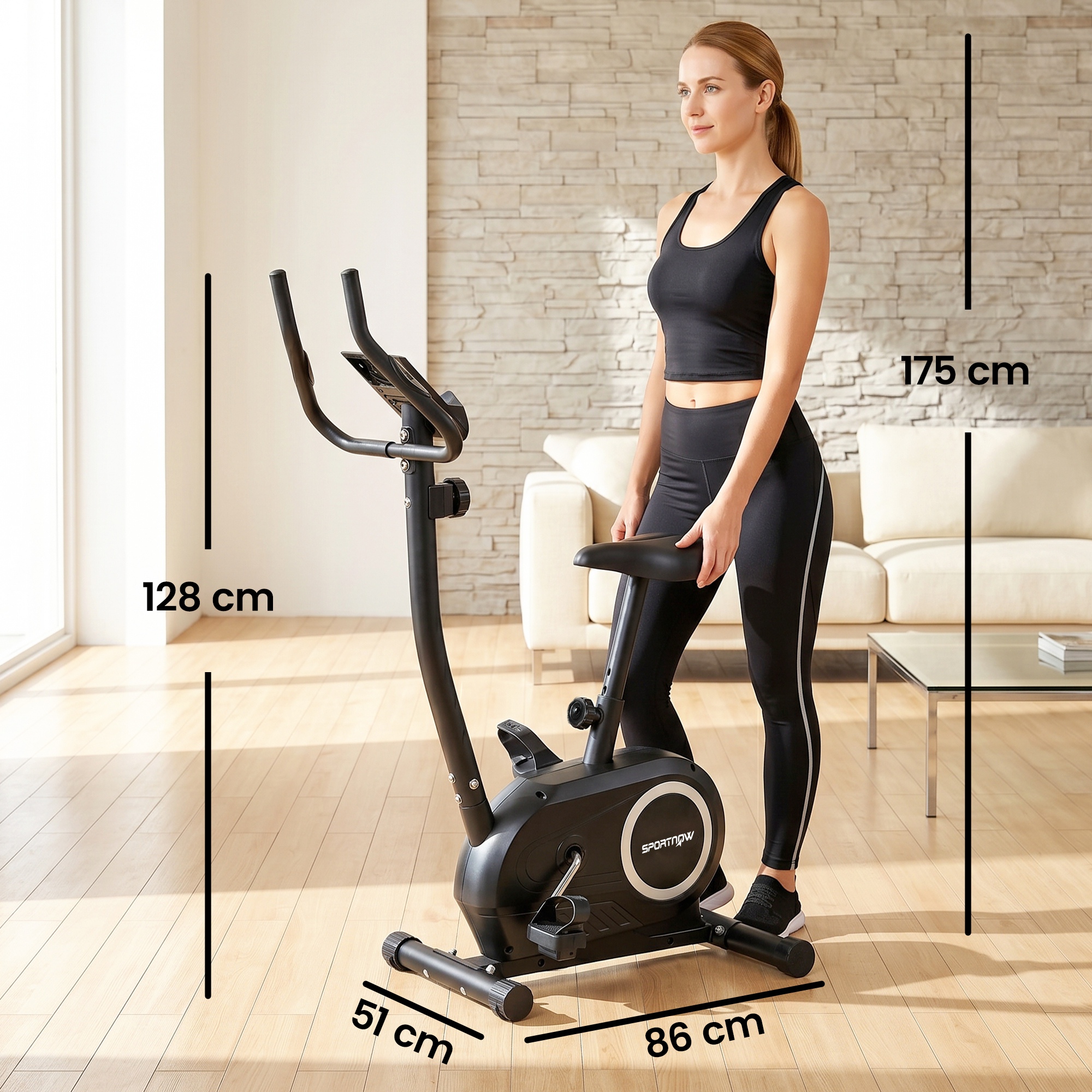 Heimtrainer Fahrrad Höhenverstellbar Hometrainer mit APP Magnetwiderstand LCD-Monitor Pulssensoren Handyhalterung