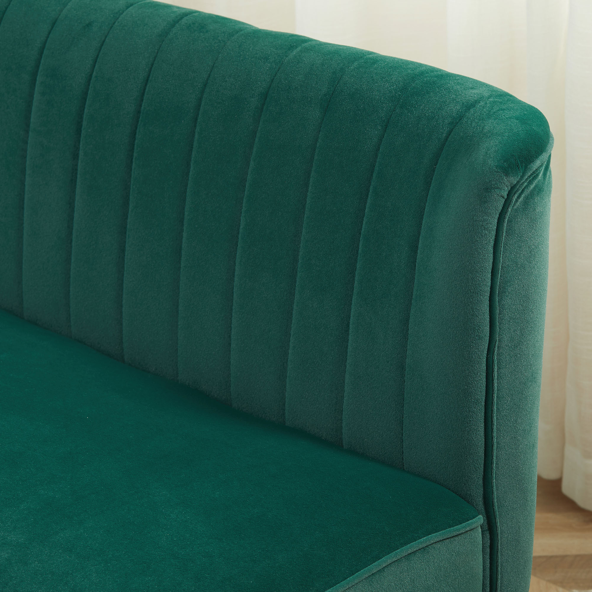Sofa Retrodesign 2-Sitzer-Sofa, Holzbeine, 117 cm x 56,5 cm x 77 cm, Dunkelgrün