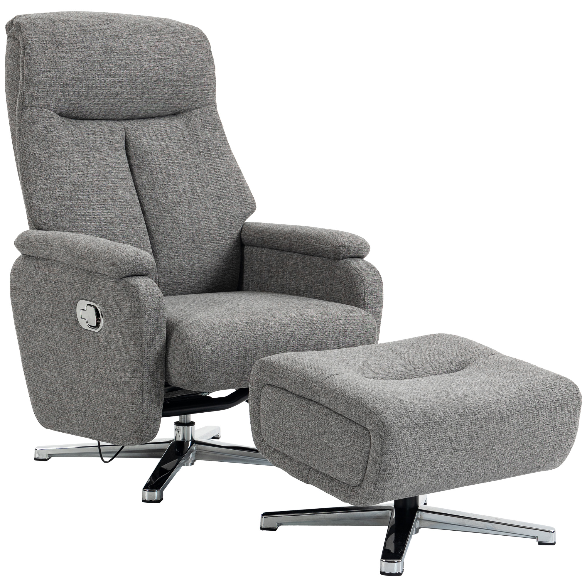 Relaxsessel manuell verstellbar Loungesessel mit Hocker Dunkelgrau