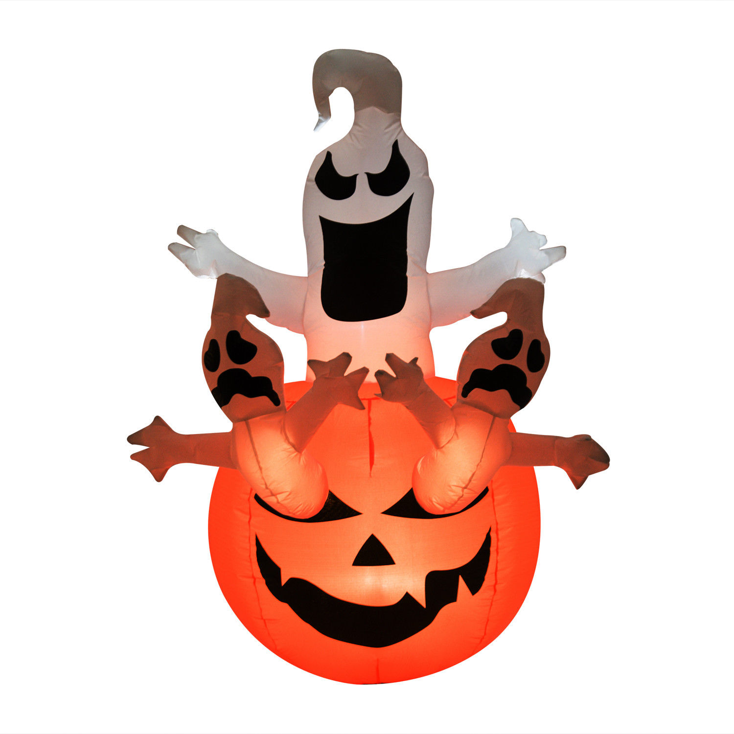 Aufblasbarer Kürbis Geist Gespenst Halloween Deko Figur Luftfigur mit LED Beleuchtung, Polyester, 120x120x180cm