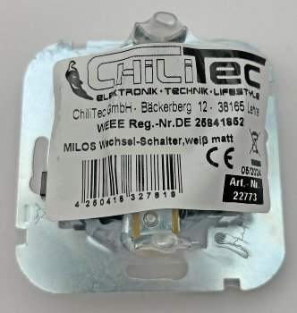 MILOS Wechsel-Schalter, UP, weiß matt, 250V~/ 10A, OHNE Rahmen, Steckanschluss