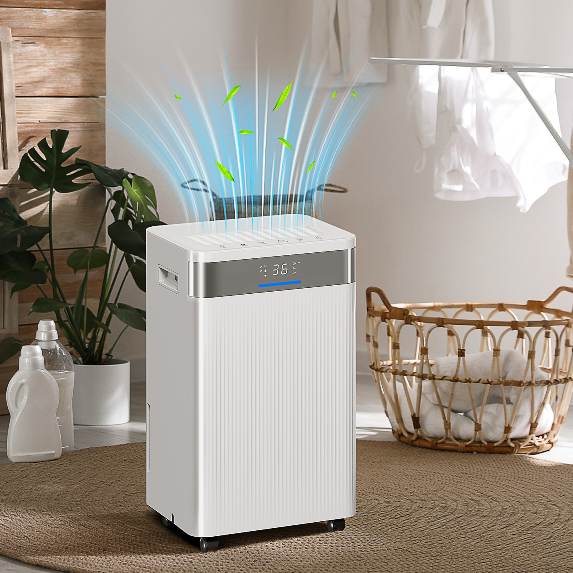 Luftentfeuchter, 4,5 Liter Tank, 24-Stunden-Timer, LED-Display, Kunststoff, Weiß