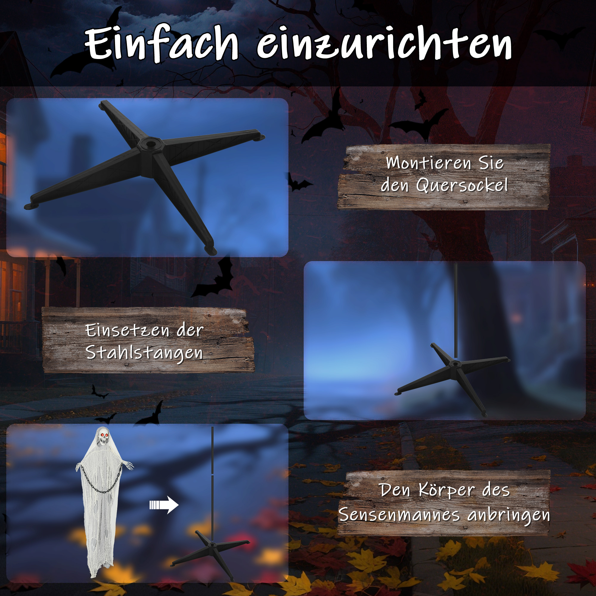 Halloween Deko Sensenmann Outdoor 183cm Animiert Sprechende Halloween Sensenmann mit Leuchtenden Augen gruseligem Sound Halloweendeko Halloween-Dekoration für Tür Garten Party Hof Spukhaus