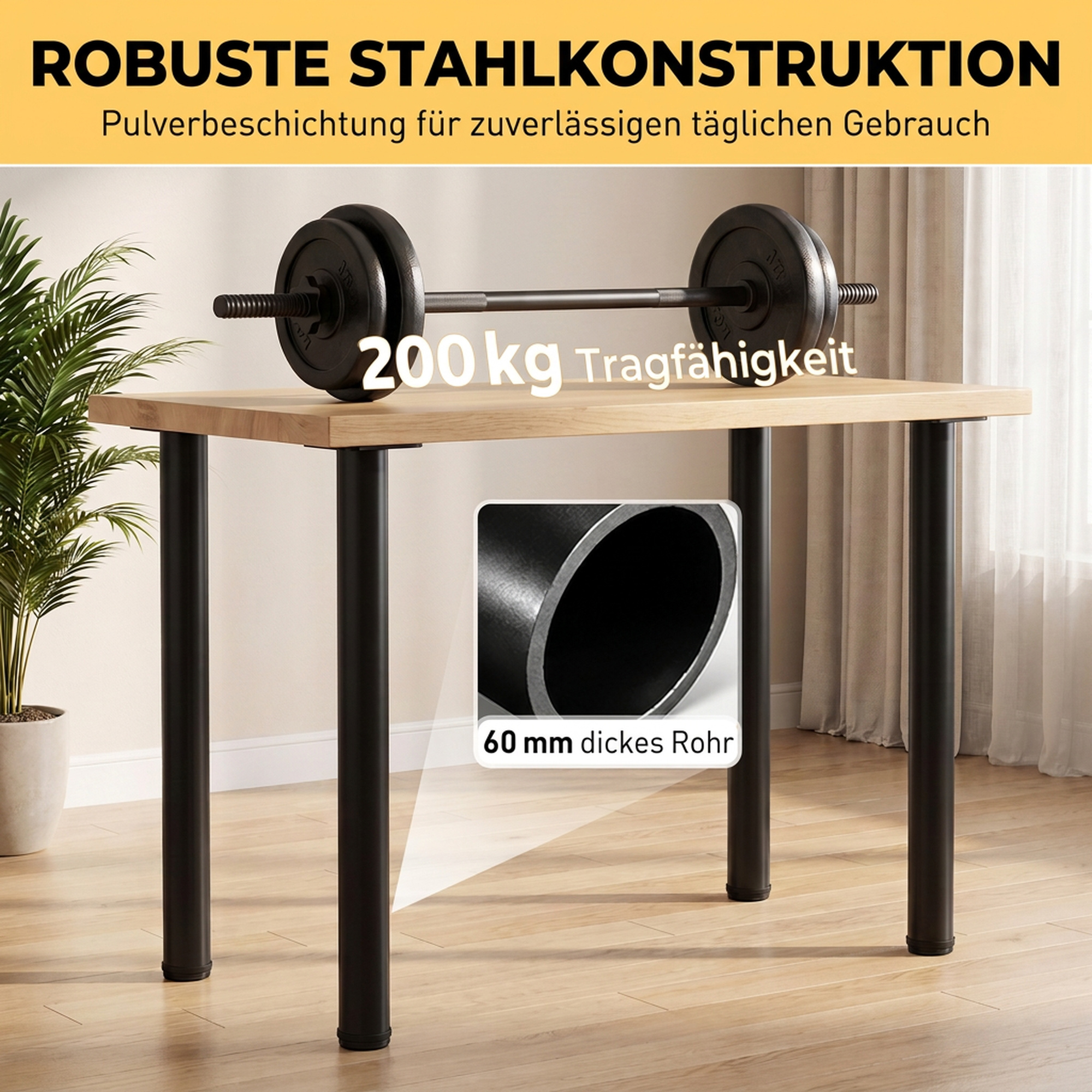 Tischbeine im Industrie-Look und Tischfüße Metall mit Schrauben in Schwarz