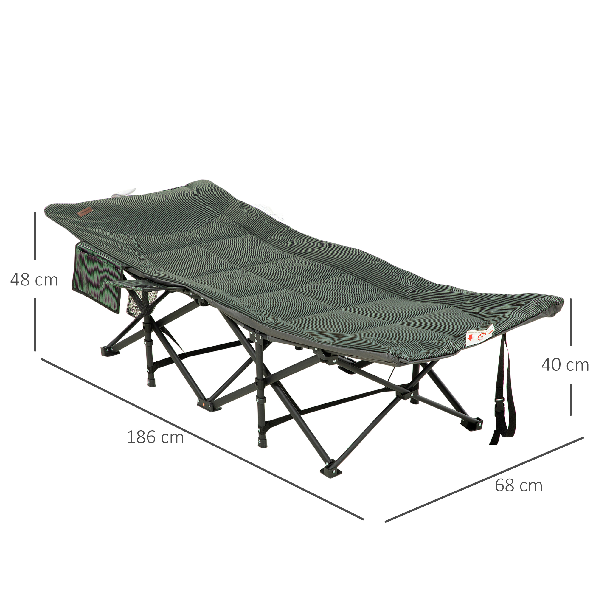 Sonnenliege, klappbar, neigbare Rückenlehne, mit Becherhalter, bis 120 kg, 68 x 186 x 48 cm, Grau