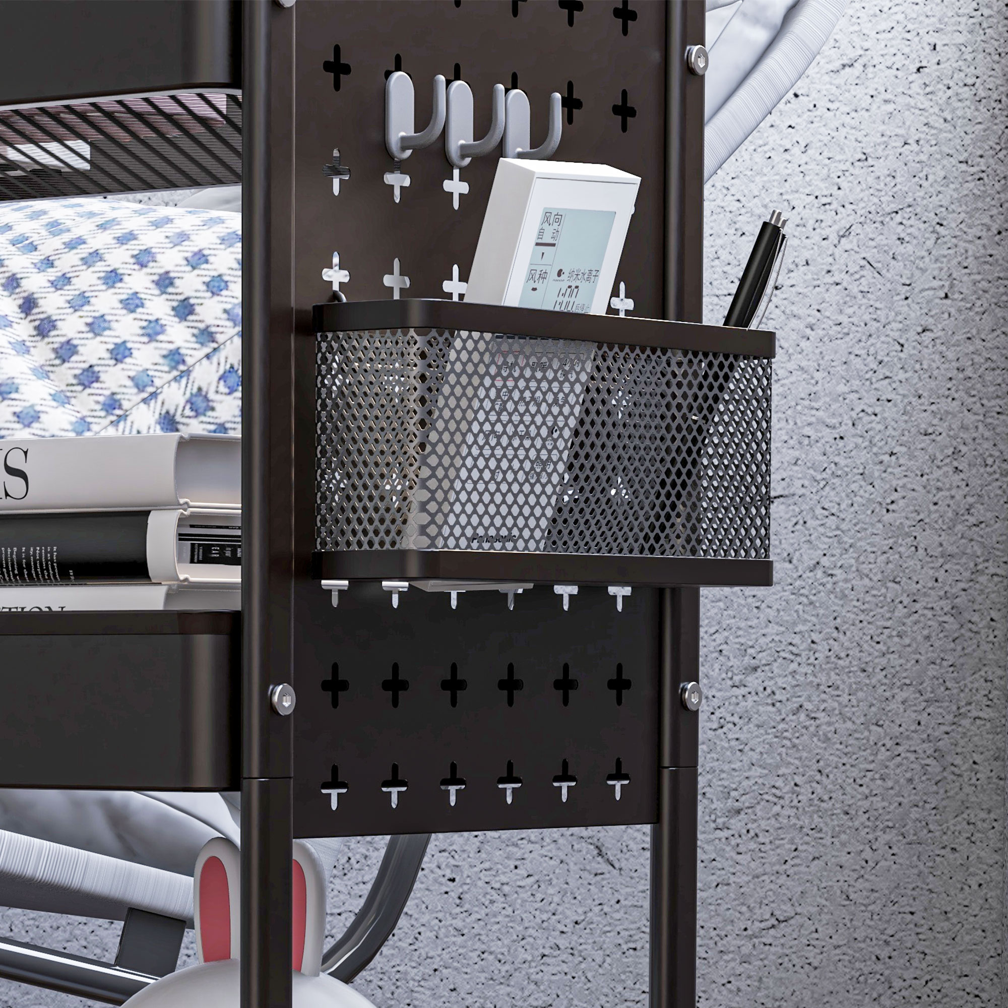 Mehrzweckwagen Rollwagen Küchenwagen, 3 Regale, 4 Rollen, 53,5 cm x 30,5 cm x 75 cm, Schwarz