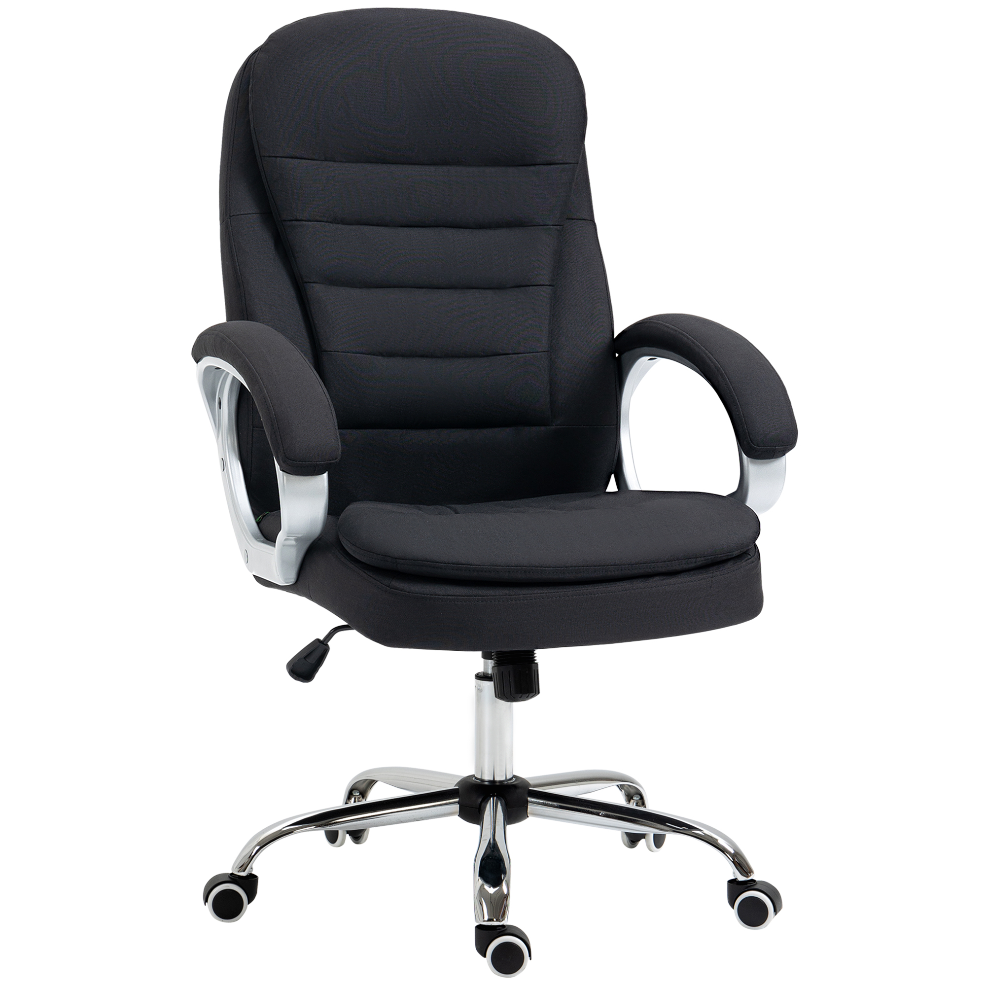 Bürostuhl Arbeitsstuhl Schreibtischstuhl Drehstuhl 360° Ergonomisch Wippfunktion Höhenverstellbar Schwarz Leinen 64 x 75 x 111-121 cm