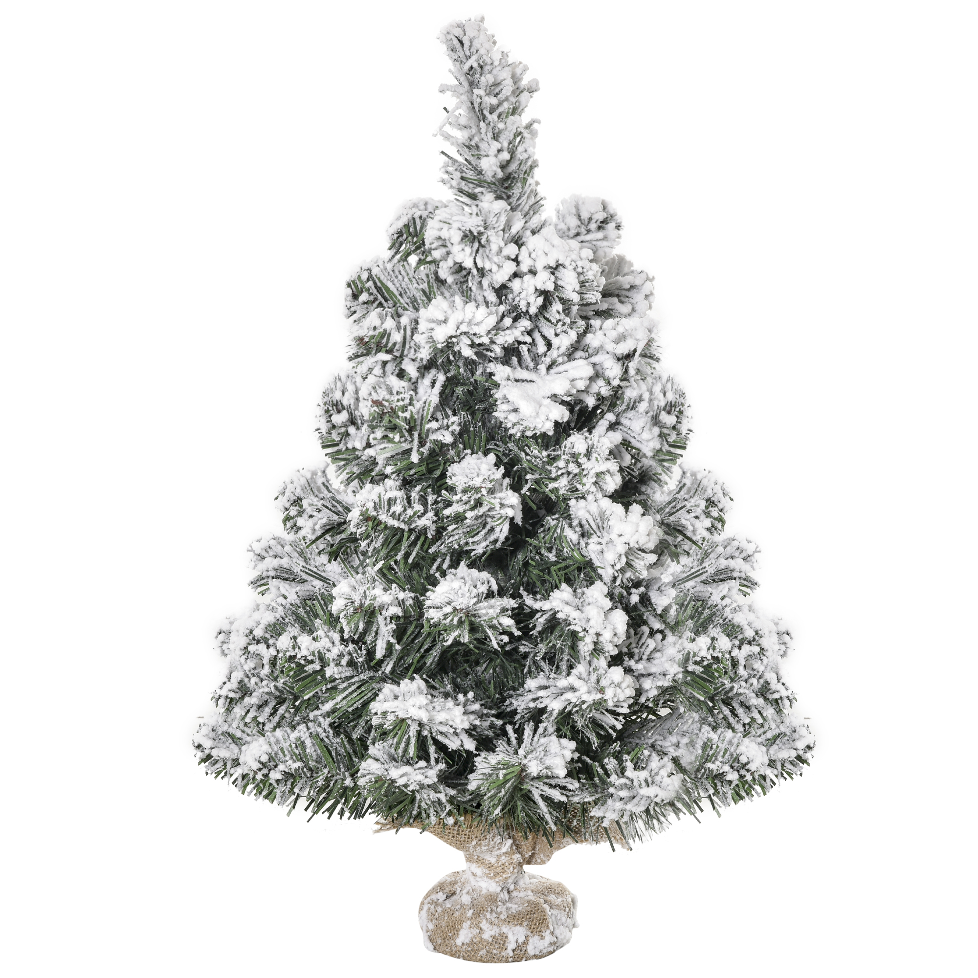 Mini Künstlicher Weihnachtsbaum 60 cm Tannenbaum künstlich mit Schnee, 67 Spitzen Zementbasis für drinnen Büro