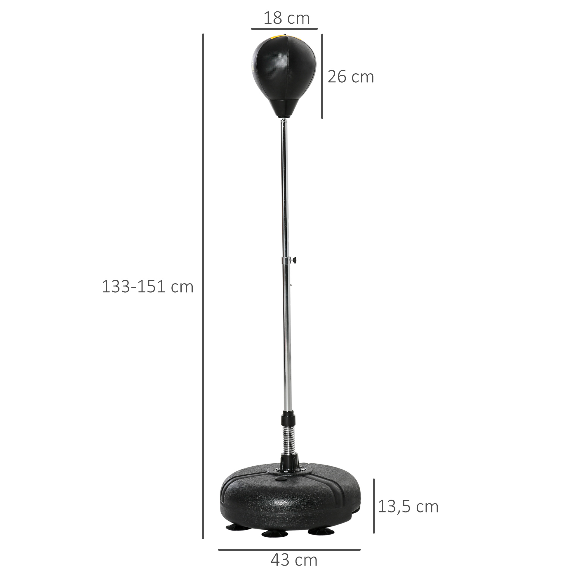 Punchingball Set Standbox Fitness Boxsack Training Set 133-151 cm höhenverstellbar mit 1 paar Handschuhe geeignet für Profis und Anfänger Schwarz