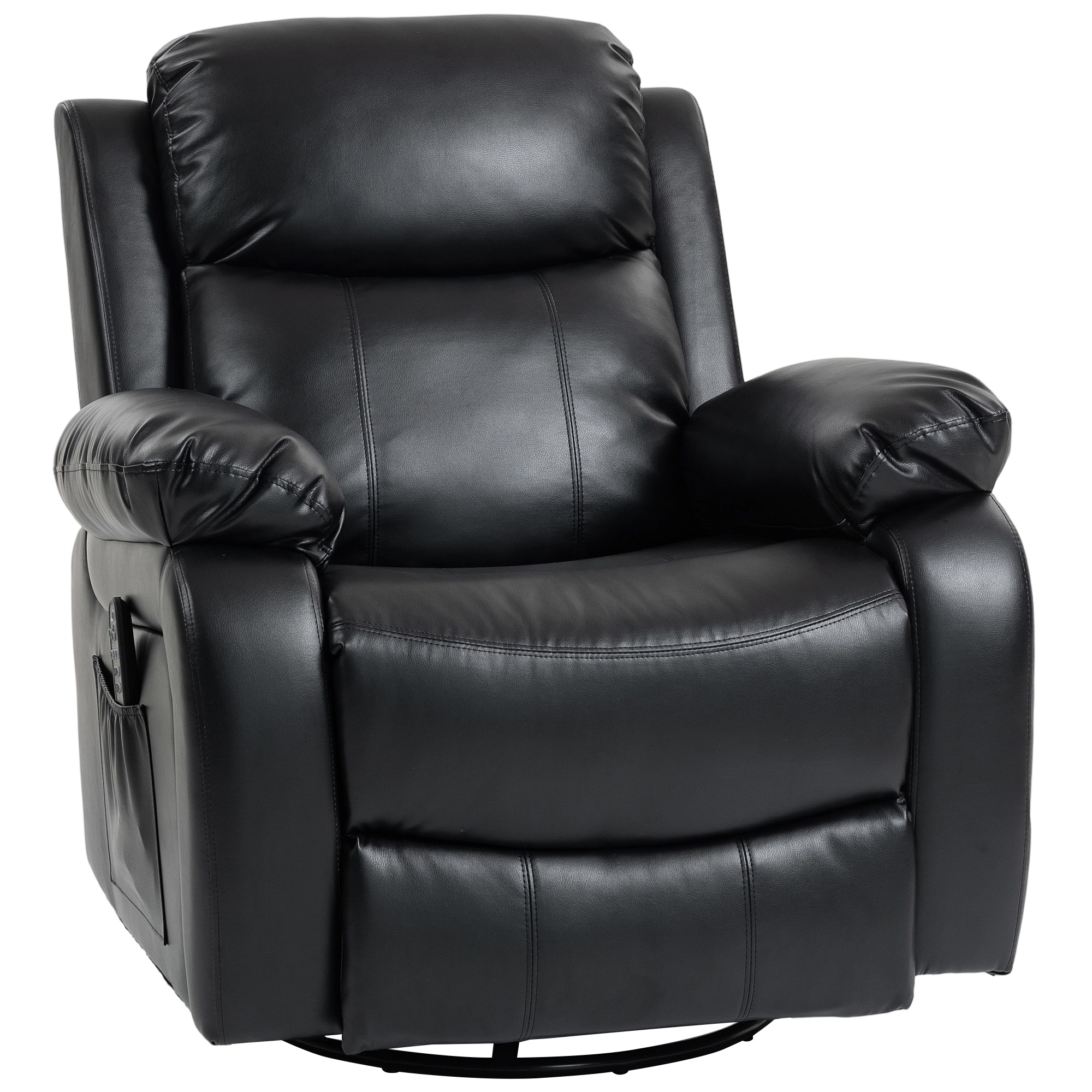 Massagesessel mit 8 Vibrationsköpfen, Relaxsessel, verstellbare Rückenlehne + Fußstütze, Schwarz