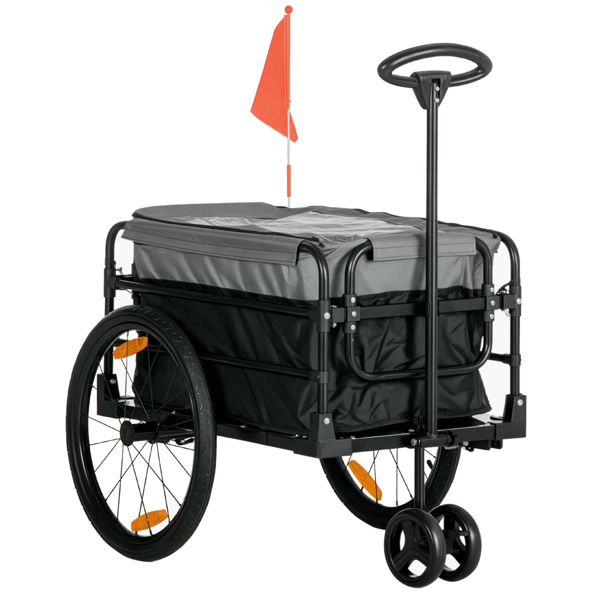 Lastenanhänger Bollerwagen 130 x 64 x 103 cm Stahl Schwarz+Grau Lastenanhänger Bollerwagen 130 x 64 x 103 cm Stahl Schwarz+Grau