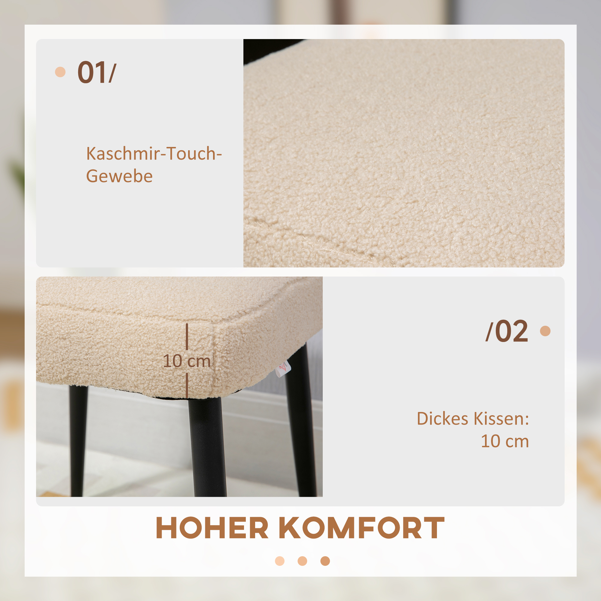 Aosom Hocker, Sitzhocker, Teddy, Fußhocker, Beige