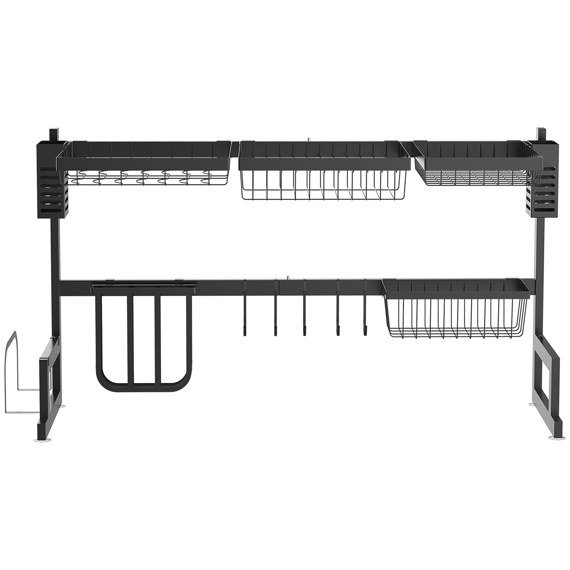Geschirrkorb, Modularer Geschirrhalter aus Metall, bis zu 23 kg belastbar, Schwarz