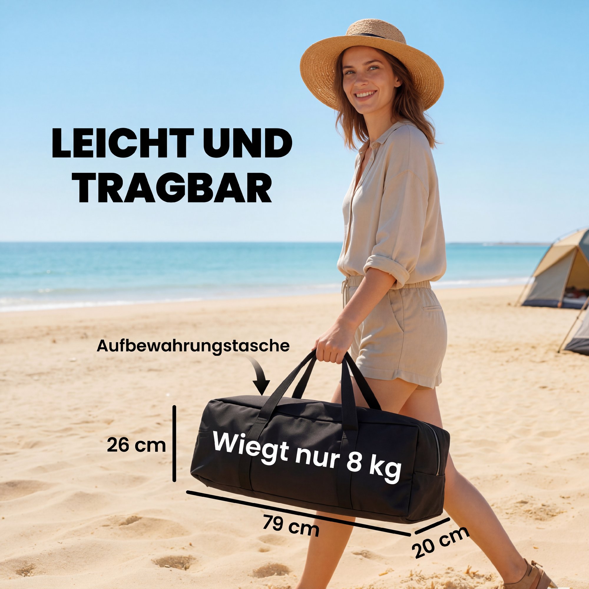 Campingtisch 117 x 60 cm Aluminium Klapptisch mit Aufrollbare Tischplatte Holz-Optik Tragetasche wasserdicht