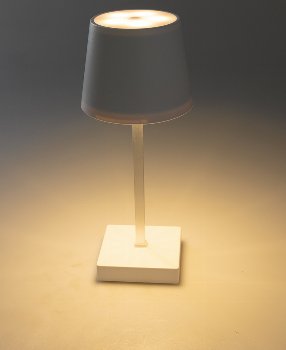 LED Tischleuchte 26cm, Weiß, 3xAA A Batterie, dimmbar, Licht warmweiß