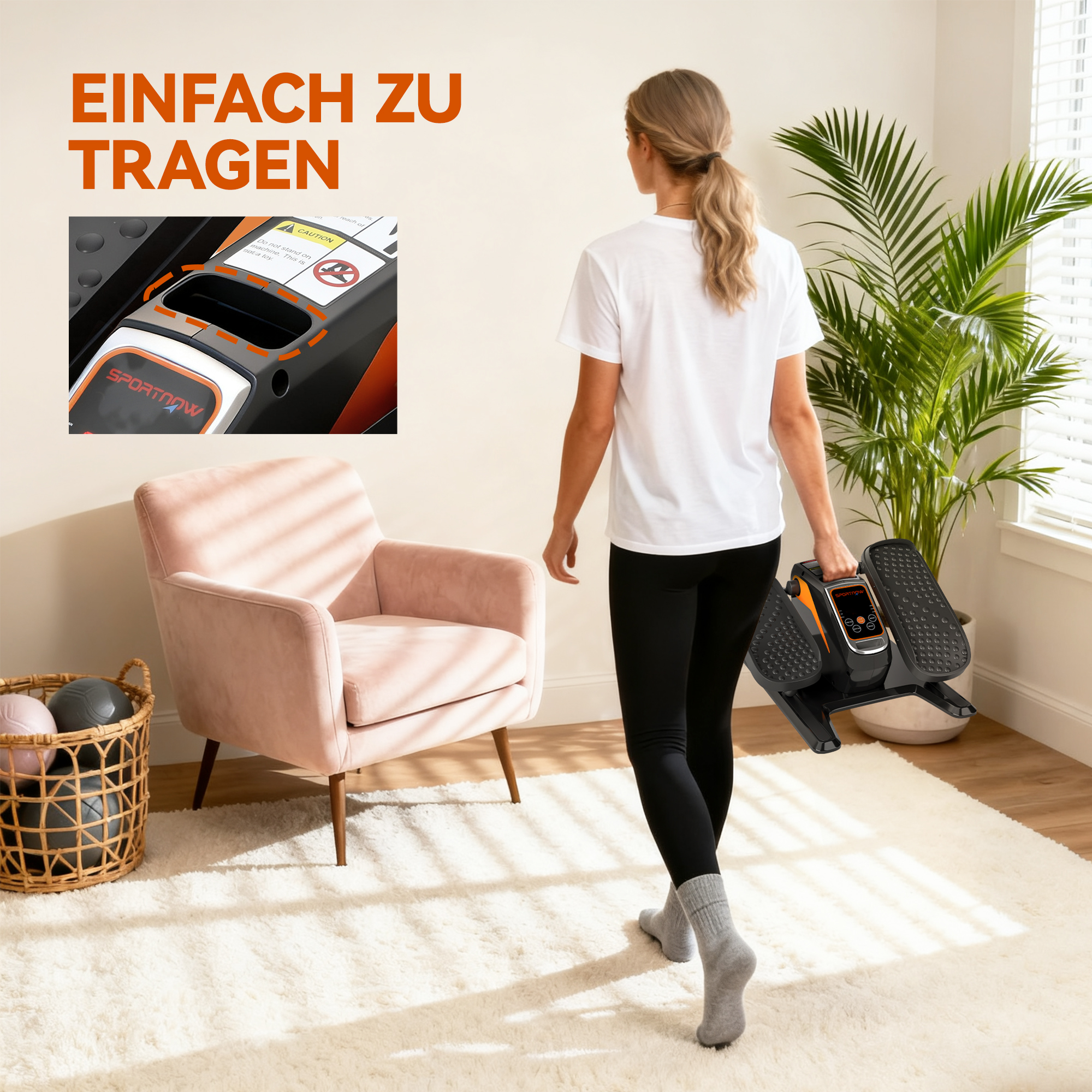 Elektrischer Ellipsentrainer, Pedalgerät mit 12 anpassbaren Geschwindigkeiten, tragbar, leicht, Fernbedienung, LED-Monitor, Stahl, Kunststoff, Schwarz