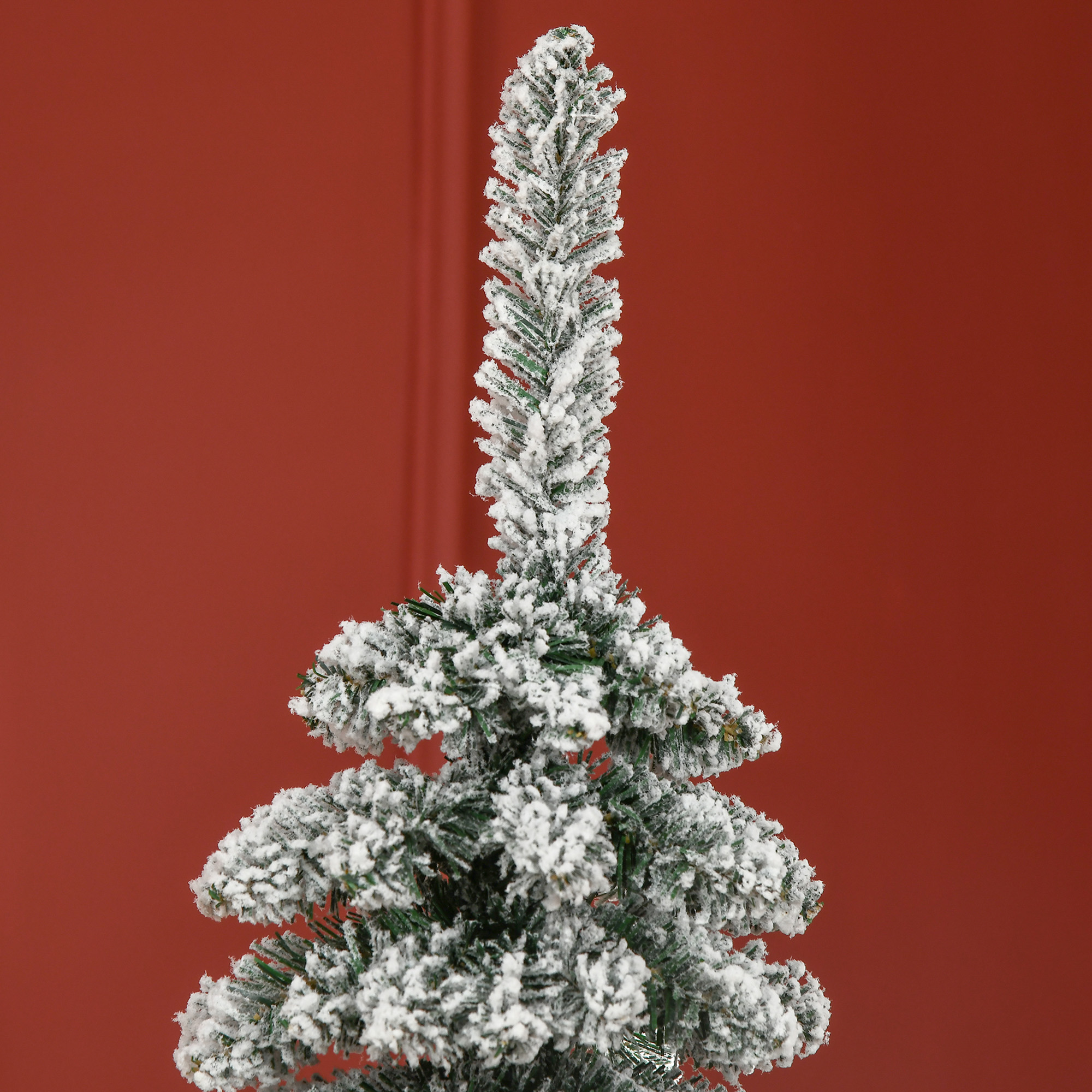 Künstlicher Weihnachtsbaum, schneebedeckt, schmales Design, feuerfest, 180 cm, Grün/Weiß
