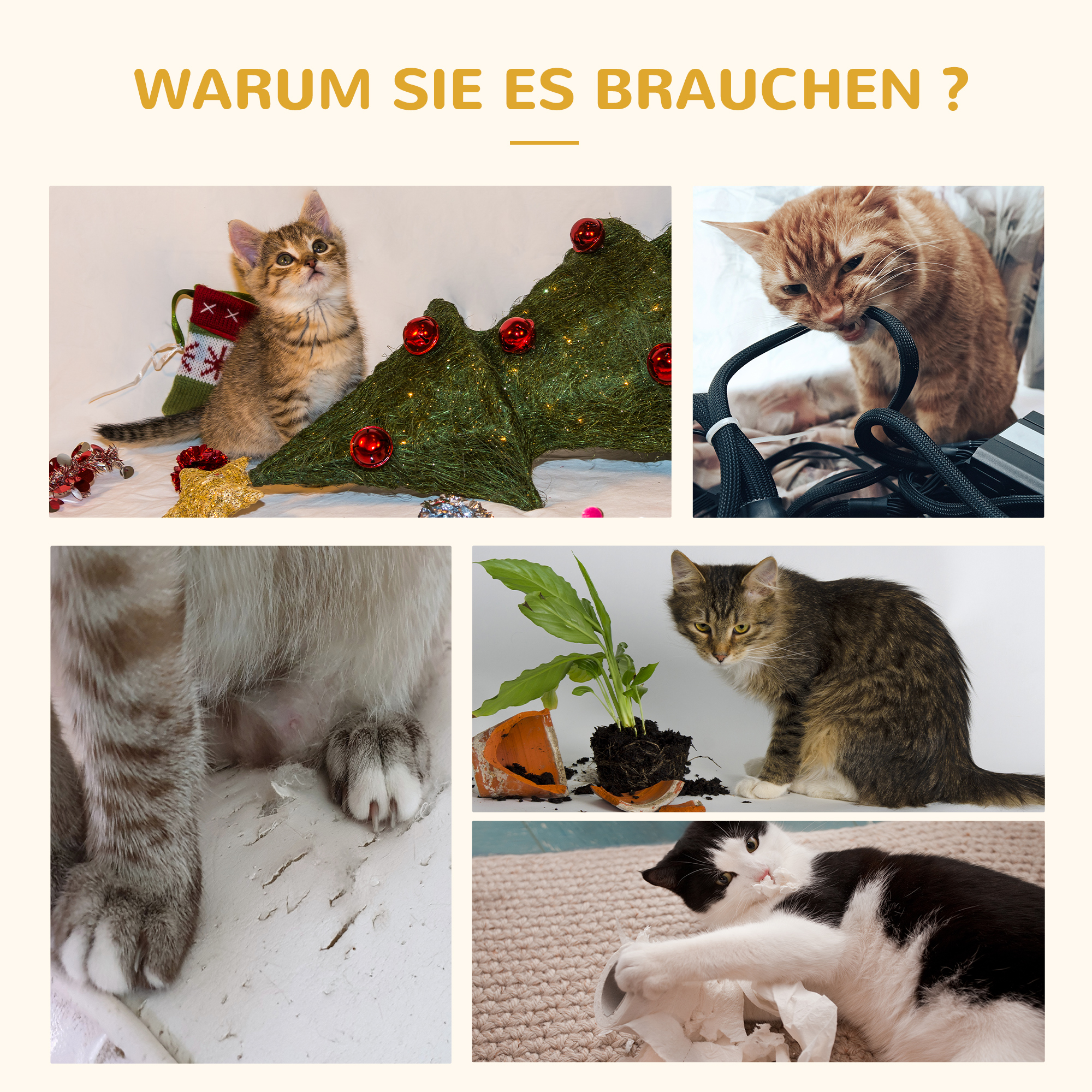 Katzenhaus mit Hängematte, Katzenkiste mit Sisalstamm, Katzenhöhle, Katzenbaum, Katzenaktivitätszentrum, Tannenholz, Natur, 70 x 35 x 60 cm