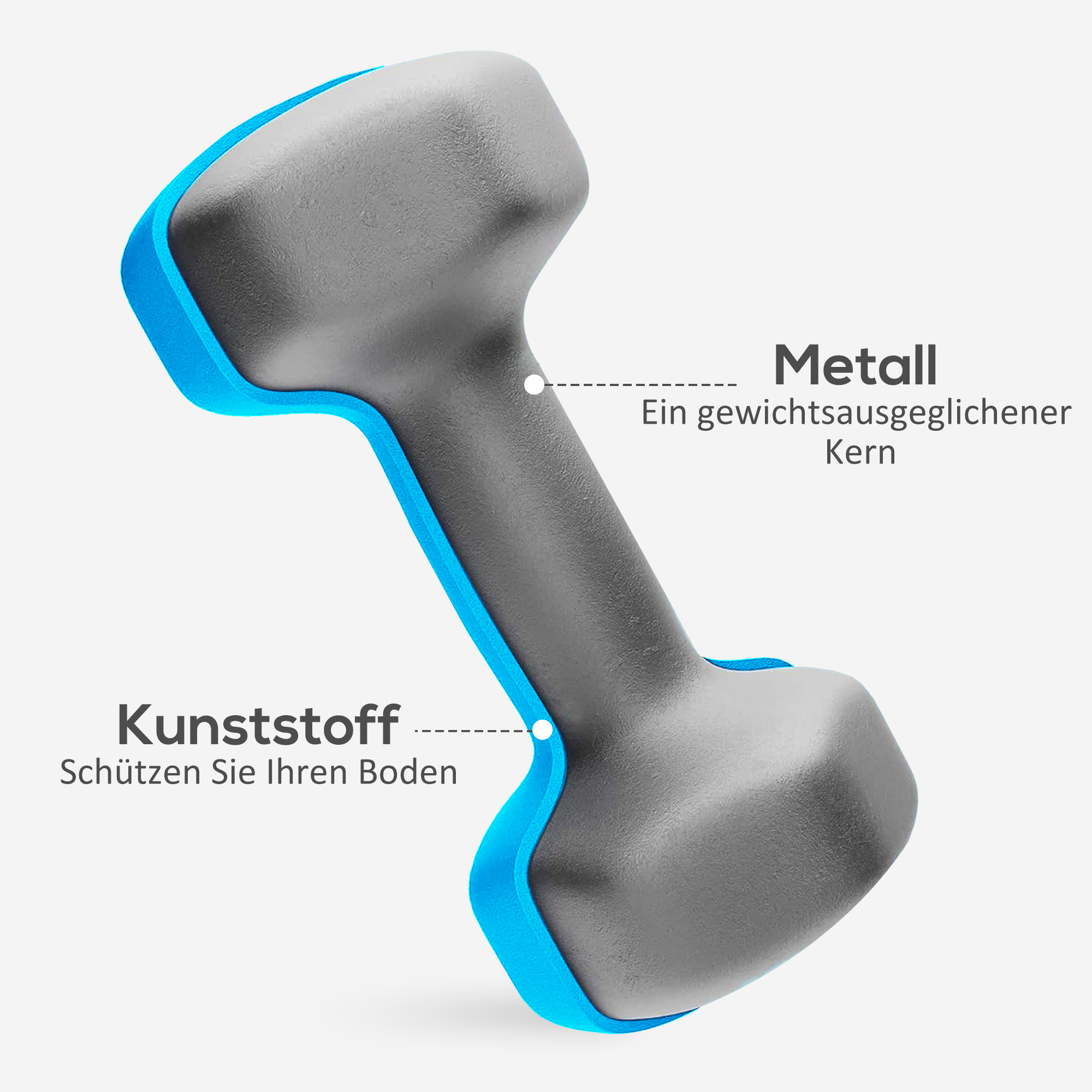 Hantelset mit Aufbewahrungsgestell, Set mit 6 Hanteln für Fitness-Training, 2 x 1kg, 2 x 3kg, 2 x 5kg