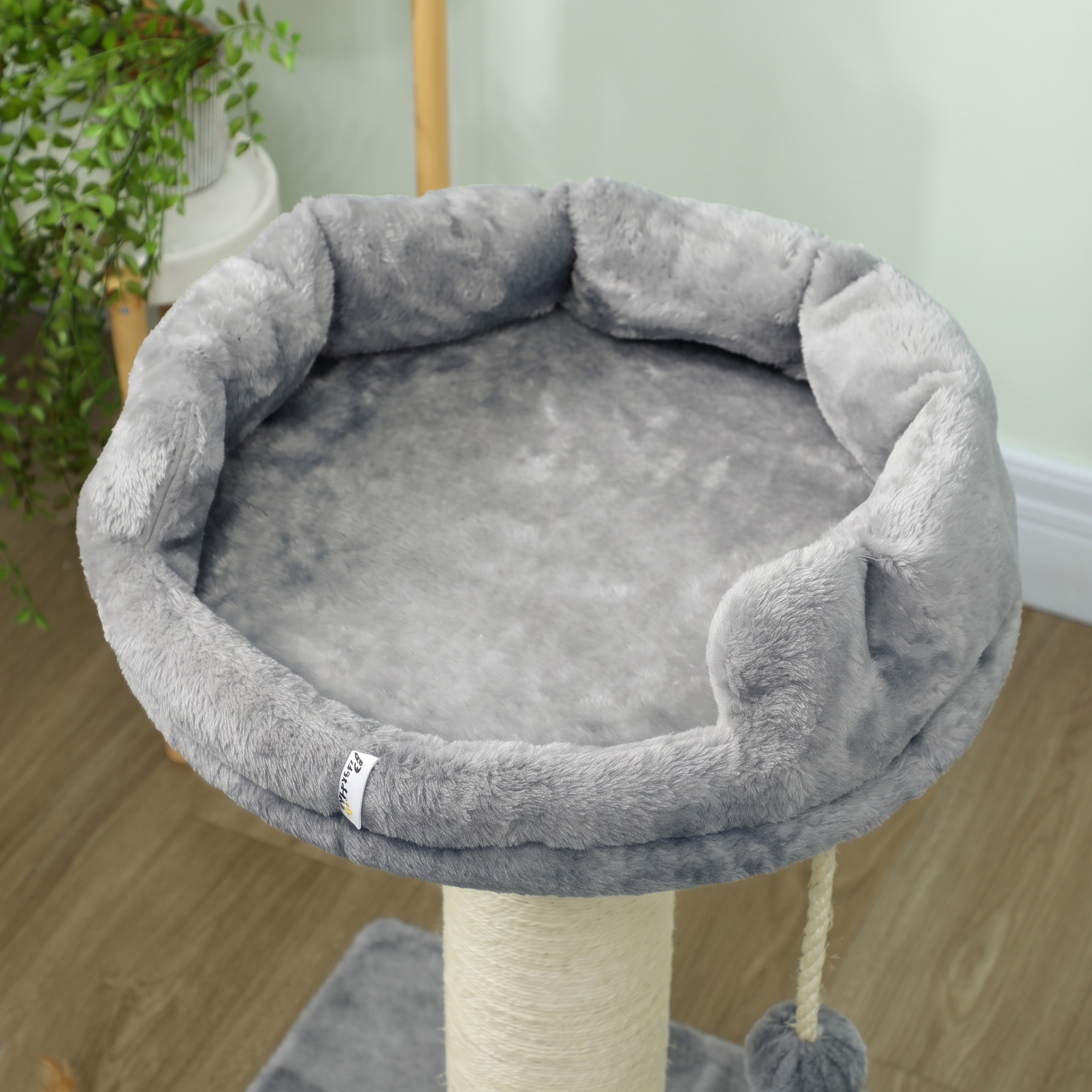 Kratzbaum Katzenbaum Katzenbett, 1 Katzenbett, inkl. Katzenspielzeug, 55 cm x 55 cm x 83 cm, Grau