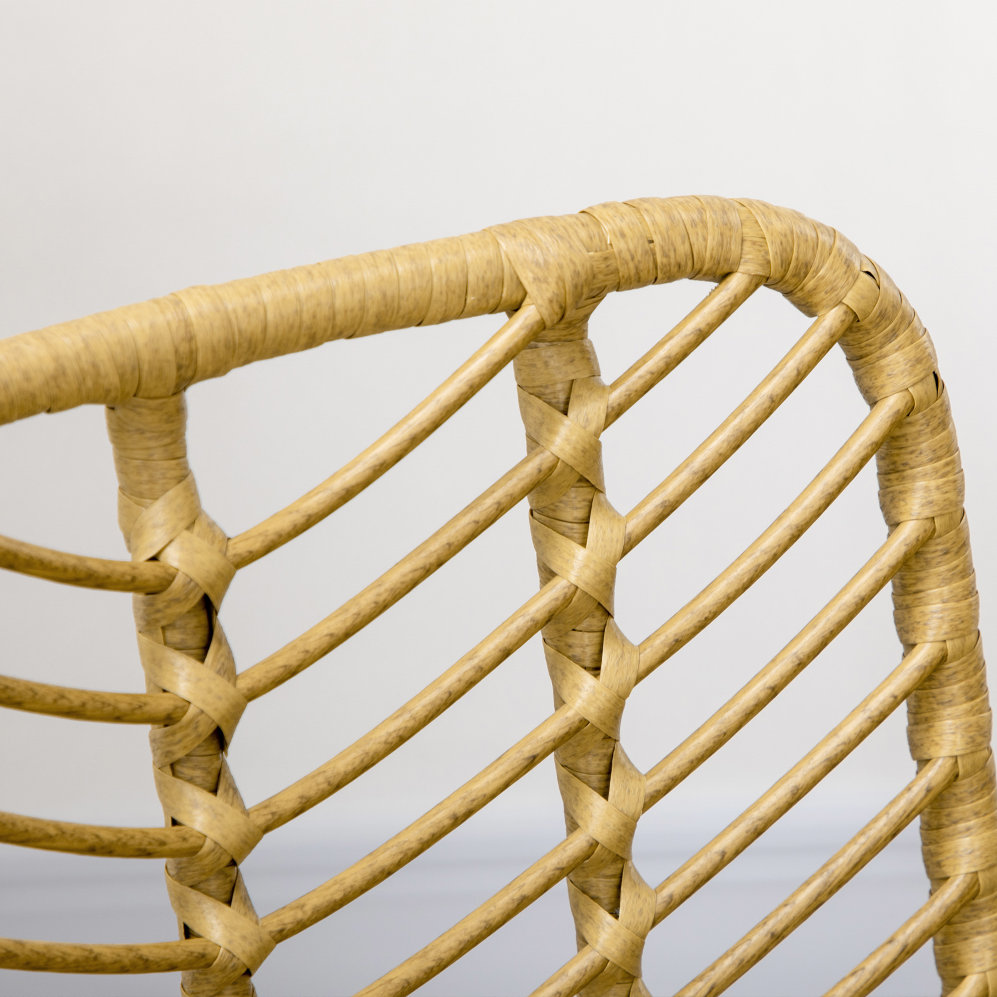 2er-Set Esszimmerstühle im Boho-Stil, Akzentstuhl, PE-Rattan, 44 cm x 58 cm x 85 cm, Natur + Gelb