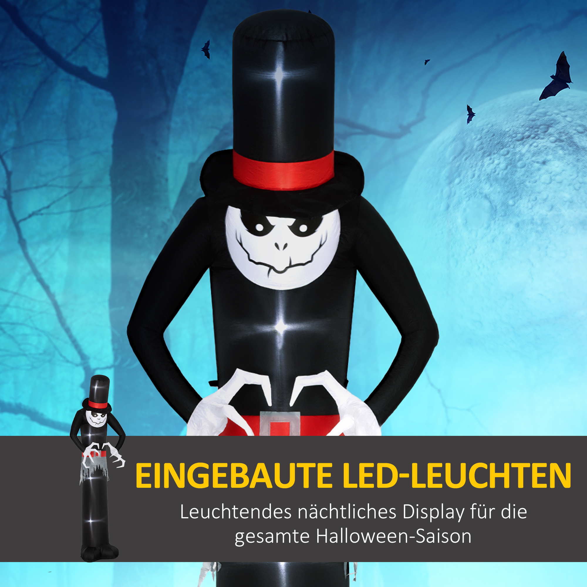 Halloween-Dekoration 3 m riesiger Sensenmann mit LED-Beleuchtung für Outdoor, IP44