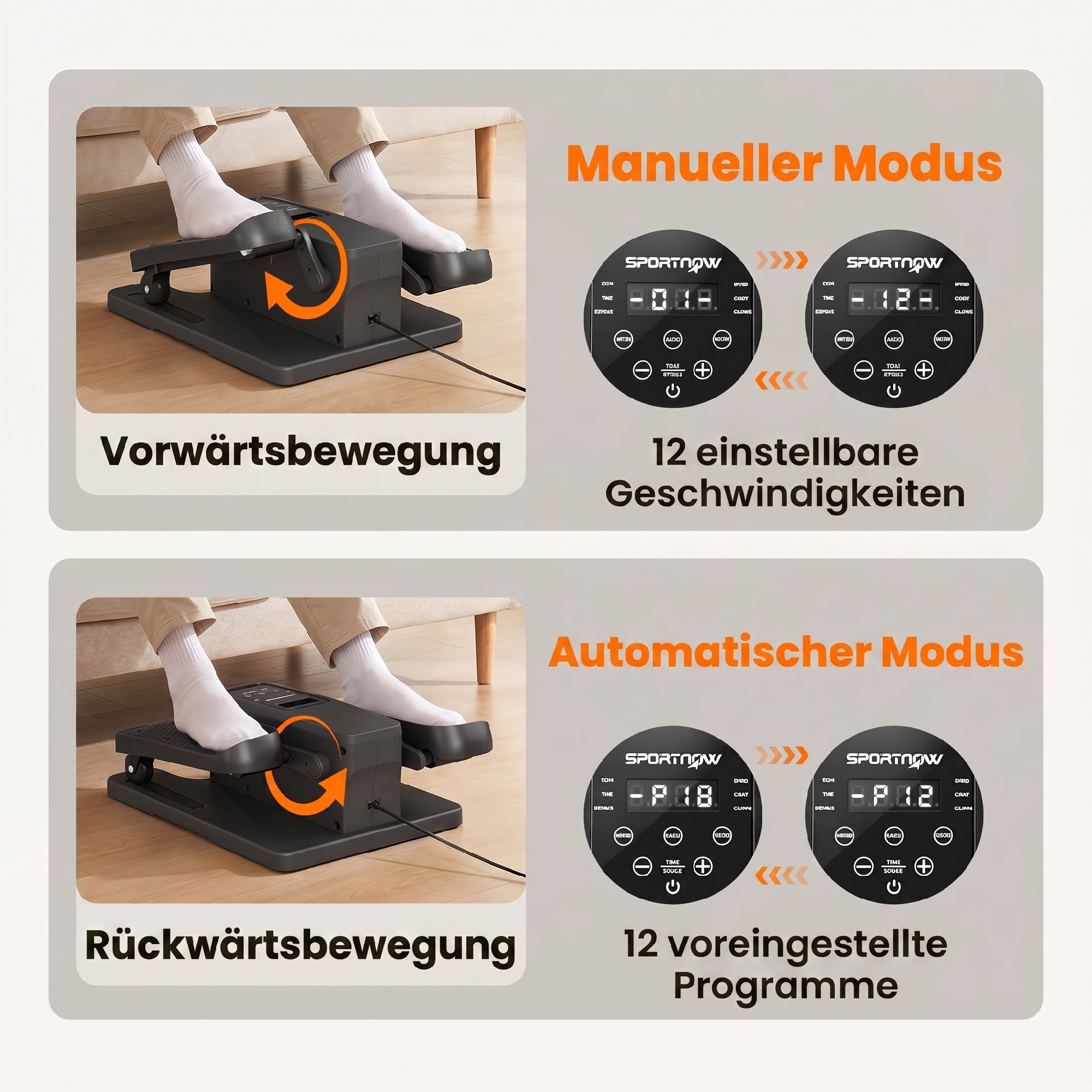 Mini Ellipsentrainer für Zuhause Untertisch Elektrischer Crosstrainer mit Fernbedienung LED-Display 12 Geschwindigkeiten