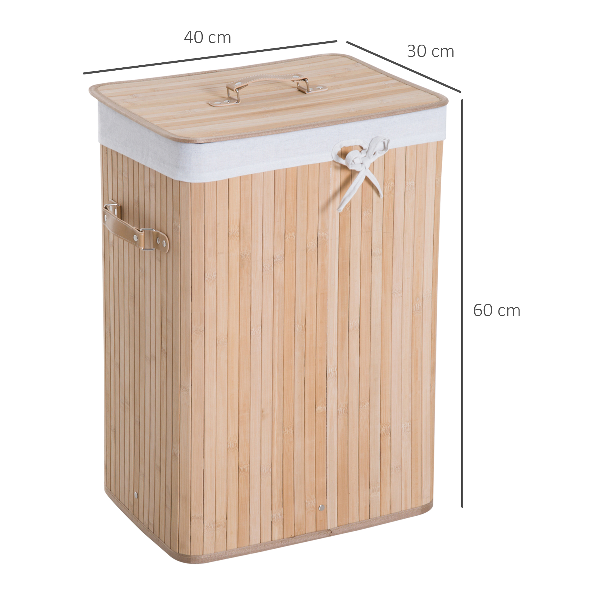 Wäschekorb schmal mit Deckel 72L Wäschesammler mit Griff, herausnehmbarer Wäschesack, Wäschebox für Waschküche Schlafzimmer Badezimmer Natur