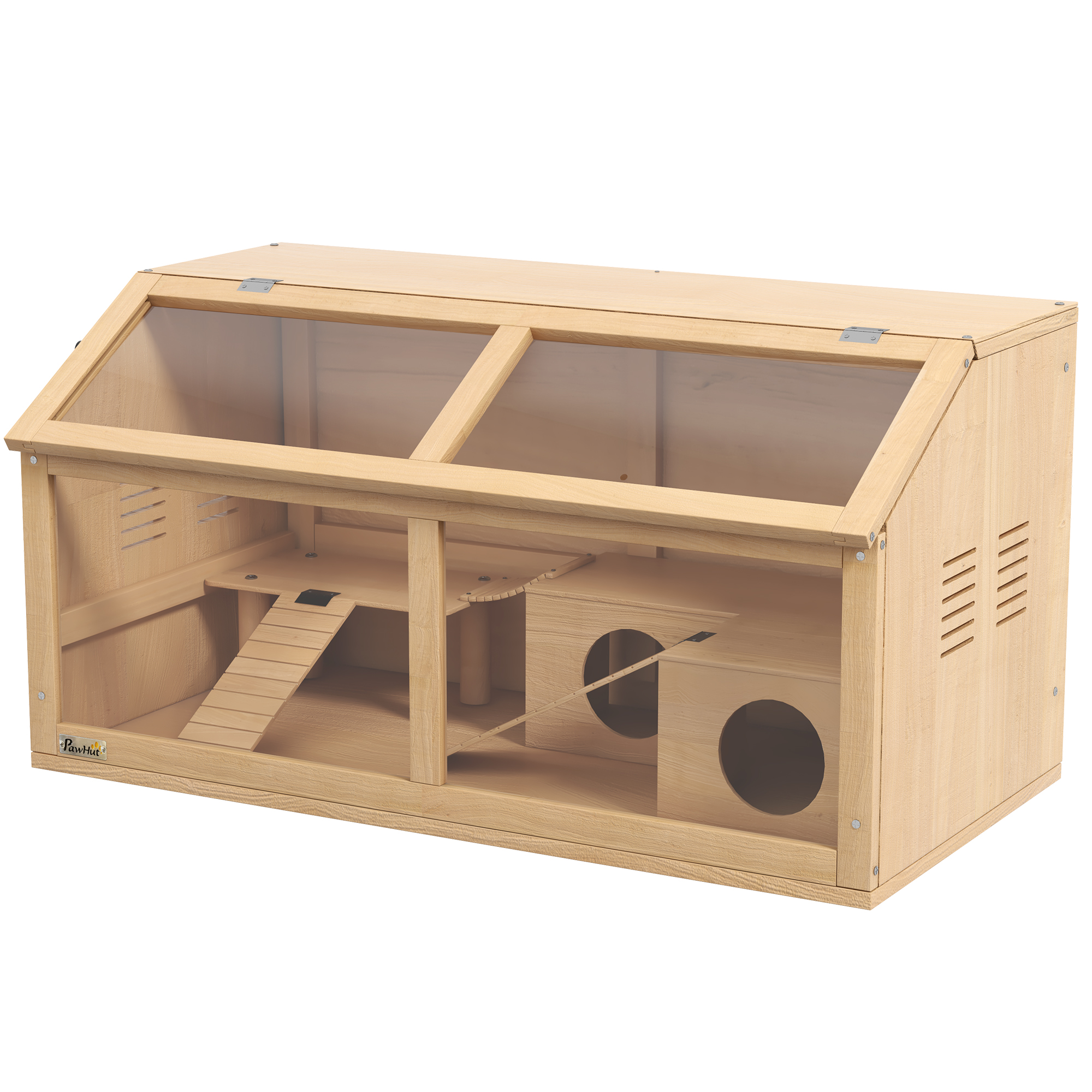 Hamsterkäfig für syrische Hamster und Zwerghamster, mit Plattform, Hängebrücke, Hütte, 85x45x44 cm