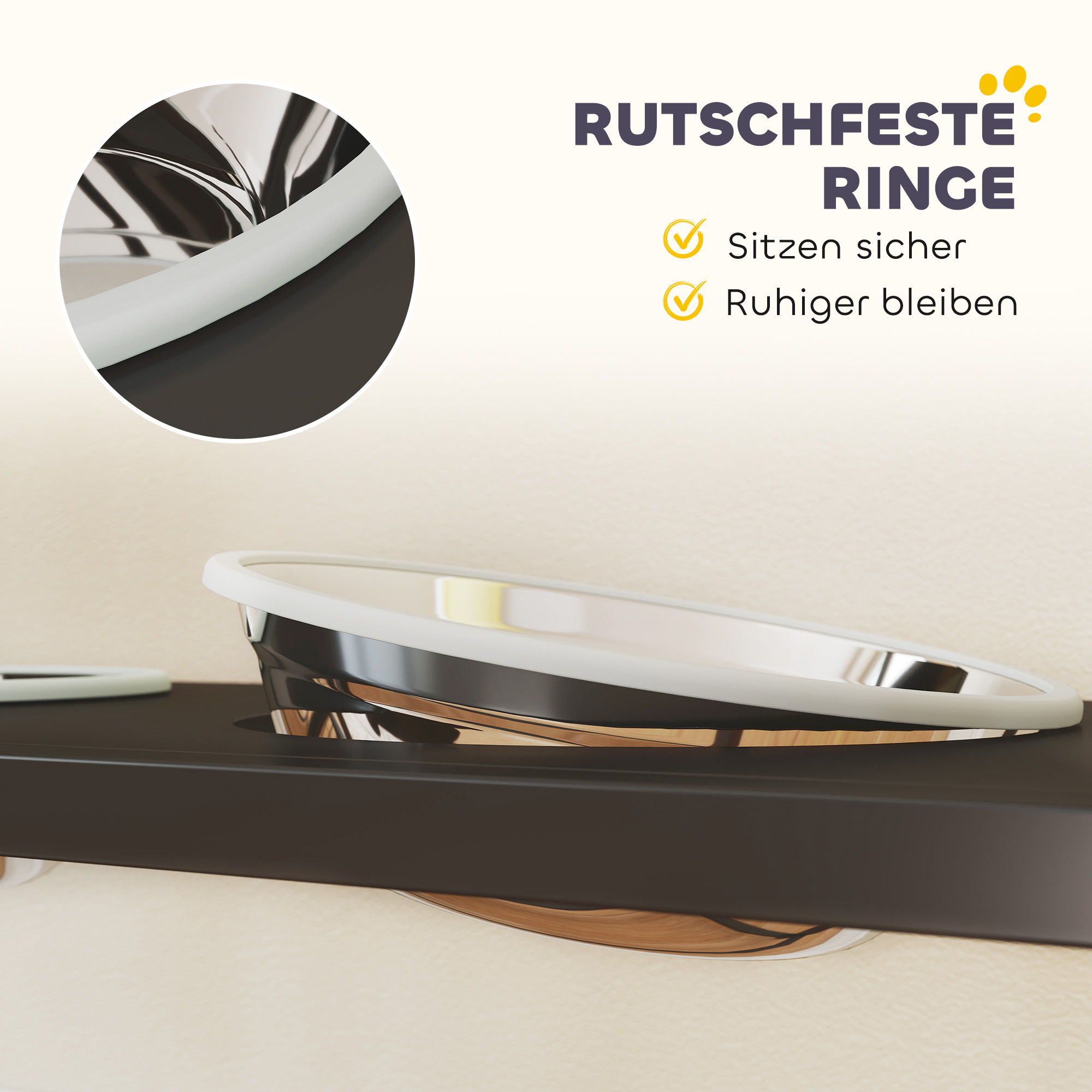 erhöhter Hundenapf Höhenverstellbar Futternapf mit Stauraum Wassernapf 2 x 800ml Edelstahlnäpfen 89,5x27x74 cm Schwarz