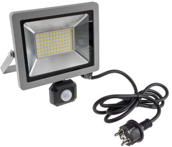 LED-Fluter SlimLine "CTF-SLT50 PIR" / 50W, IP44, 5220lm, 4000K, Bewegungsmelde