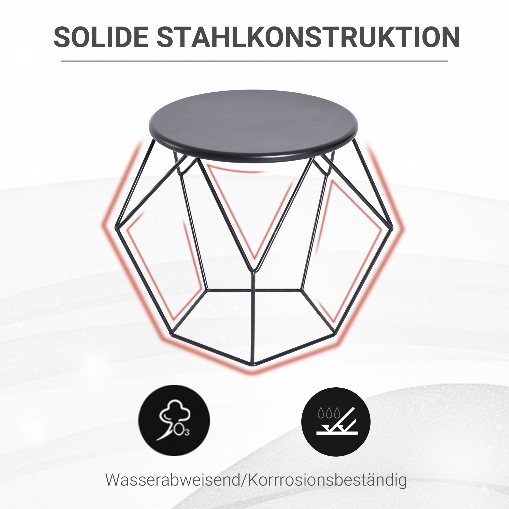 Couchtisch im Industrie-Design, Couchtisch, Metalltisch, Schwarz