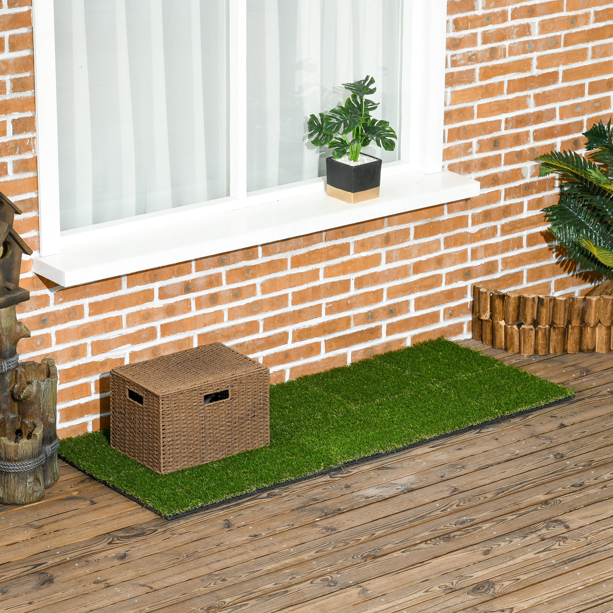 Kunstrasen, naturgetreu, Drainagefunktion, 11 K Fasern/m², 25mm Höhe, 10-er Set je 30x30cm, Grün