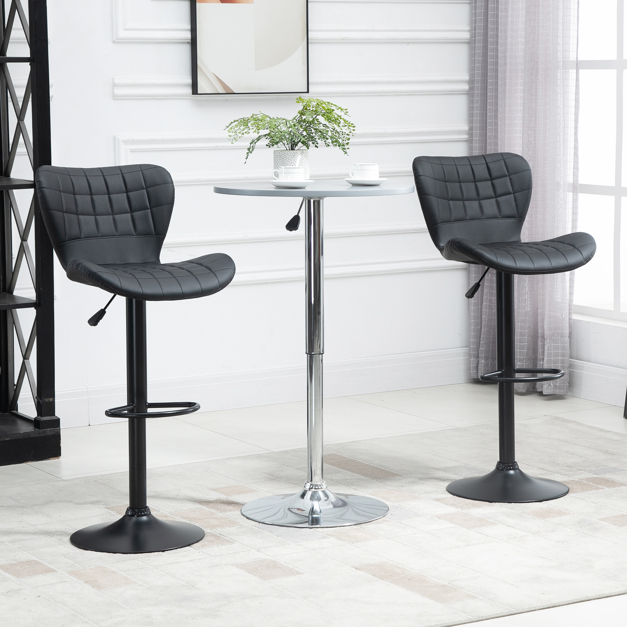 2-er-Set Barhocker Retrodesign 47 cm x 51,5 cm x 89-109 cm Schwarz