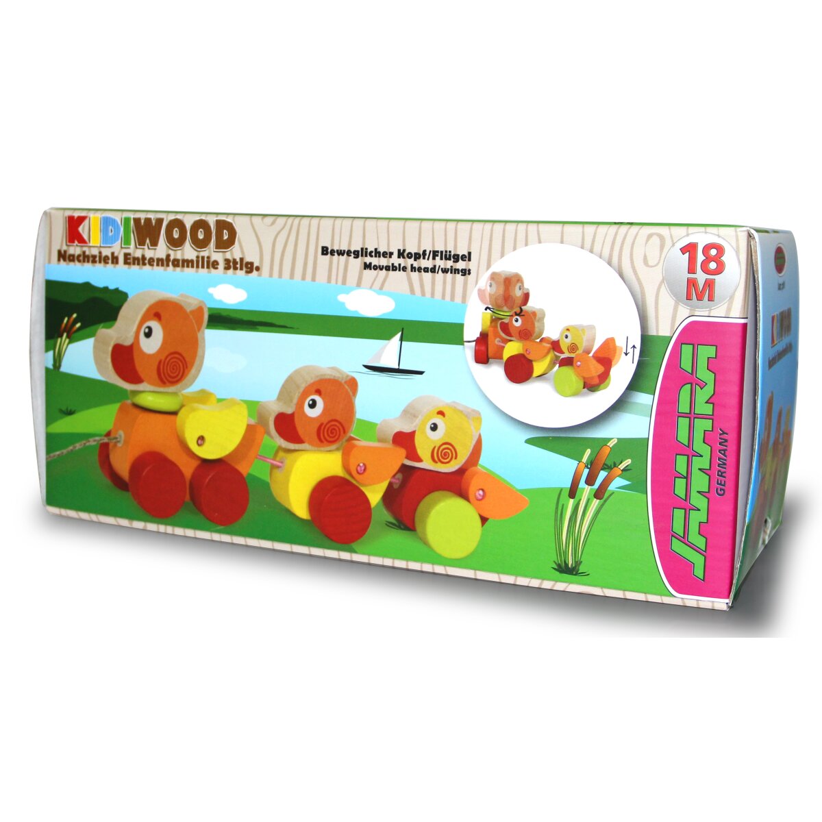 Holzspielzeug Kidiwood Nachzieh Entenfamilie 3tlg.