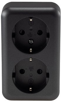 FASKO Doppel-Steckdose, AP, Anthrazit, 250V~/ 16A, Aufputz, Schraubanschluss