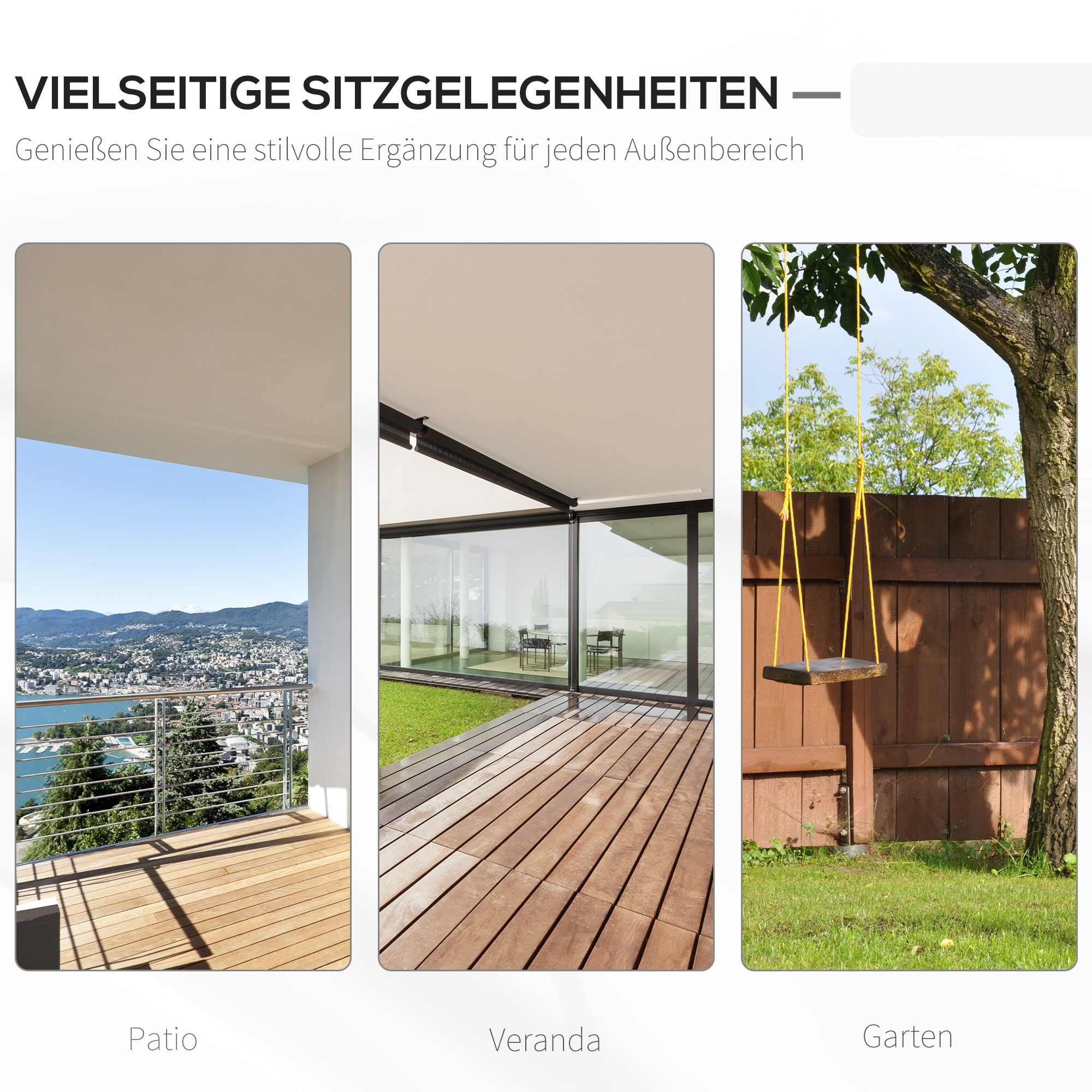 Gartenschaukel für 2 Personen Schaukelbank Hängebank Massivholz Patio Terrasse Hinterhof Weiß 117 x 69 x 60 cm