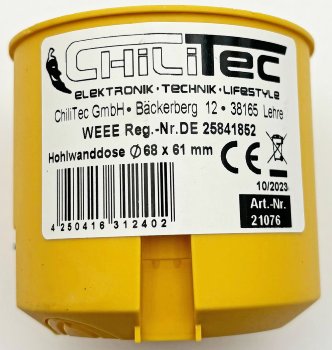 UP Hohlwanddose Ø 68 x 61mm, inkl. Geräteschrauben, orange