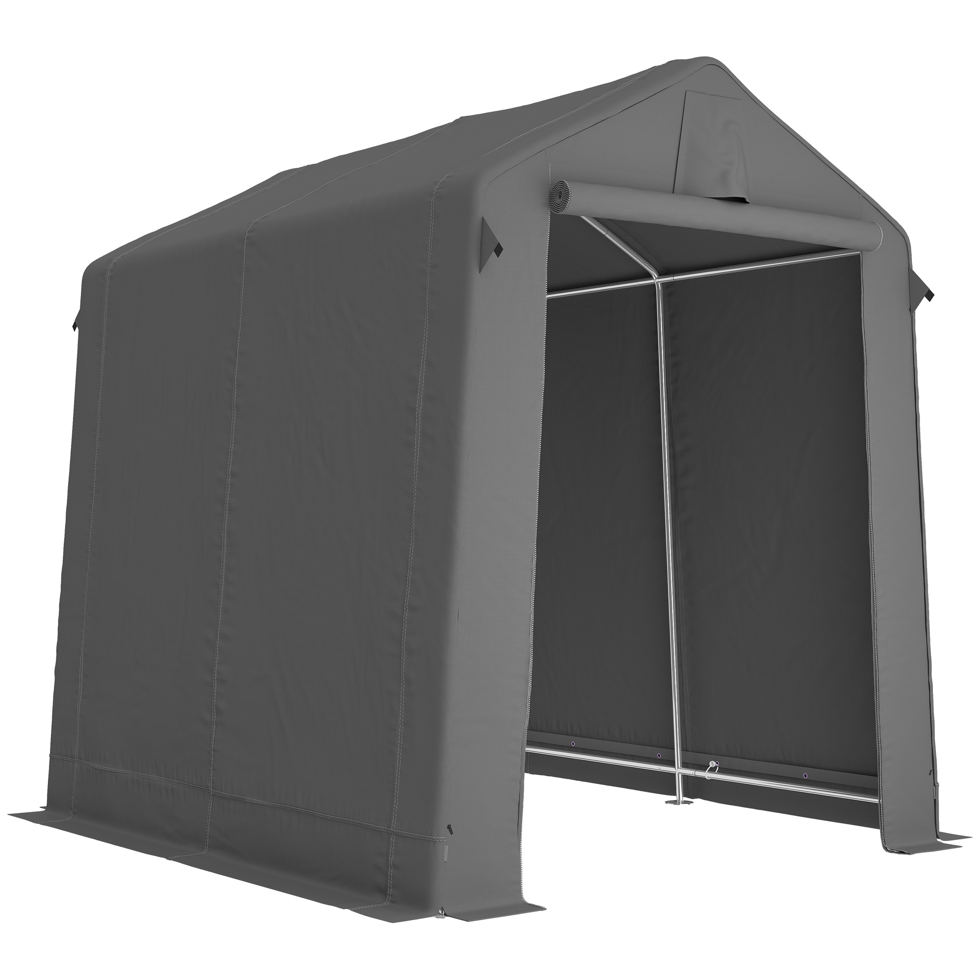 Garagenzelt 2,3 x 1,9 m wasserabweisend Gerätezelt mit Rollbar Reißverschlusstür Belüftung Satteldach Dunkelgrau