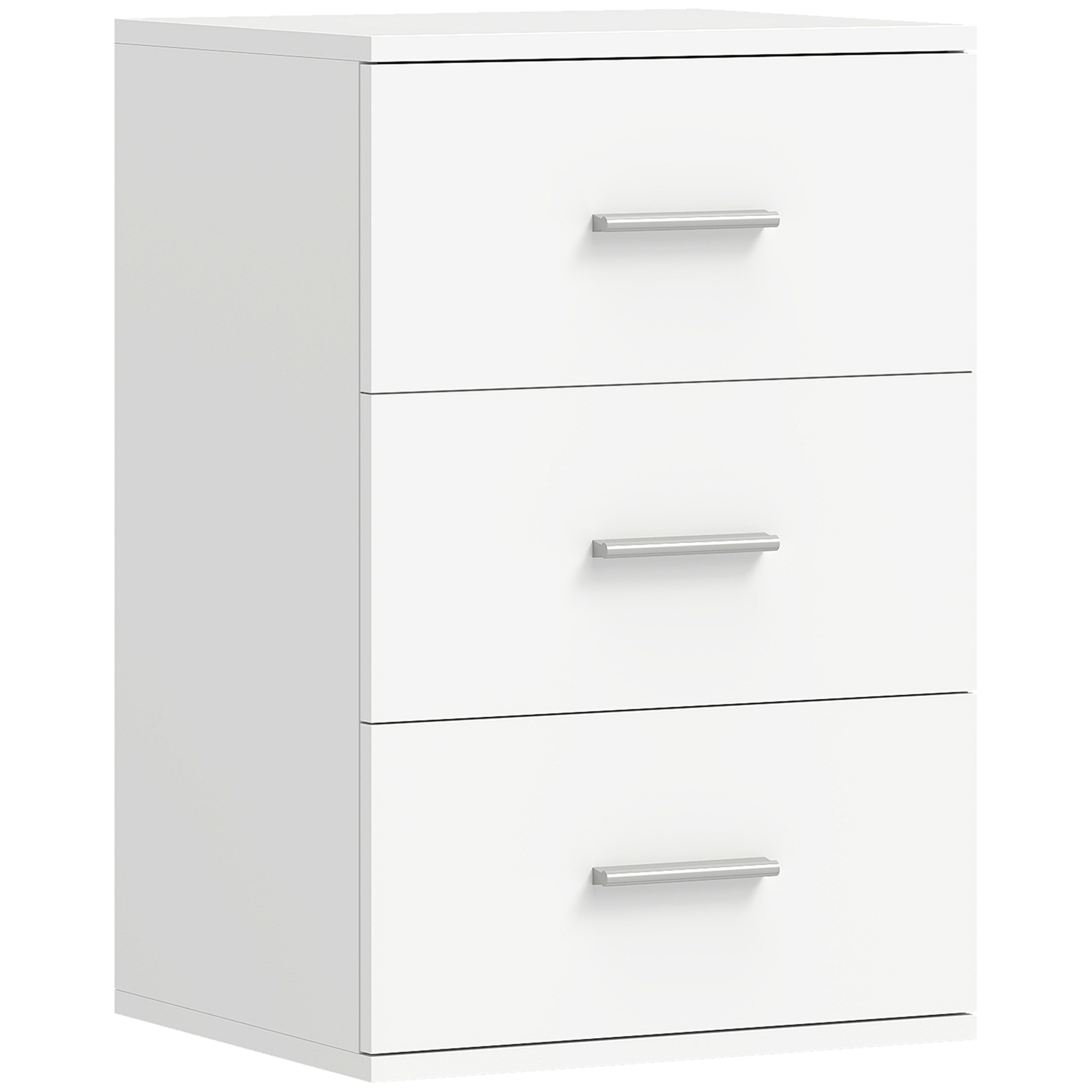 Nachttisch mit 3 Schubladen, Beistell-Kommode für Schlafzimmer, MDF, Weiß