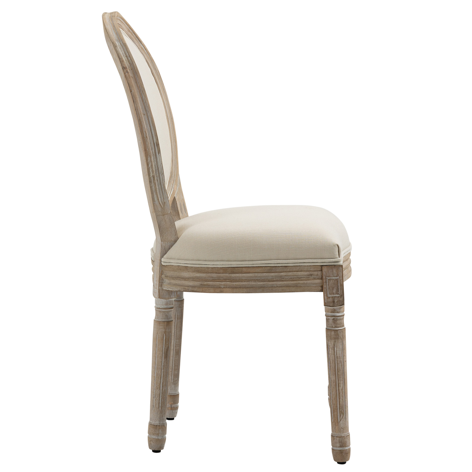 Esszimmerstühle 2er Set Küchenstuhl mit Rückenlehne, Linenoptik, Sessel Polsterstuhl, Stühle, Wohnzimmerstuhl mit Holzbeine für Esstisch, Cremeweiß+Natur