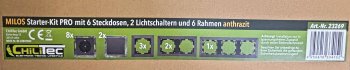 MILOS Starter 16-tlg "PRO", Anthrazit / 8x Steckdose, 2x Schalter, Steckanschlus