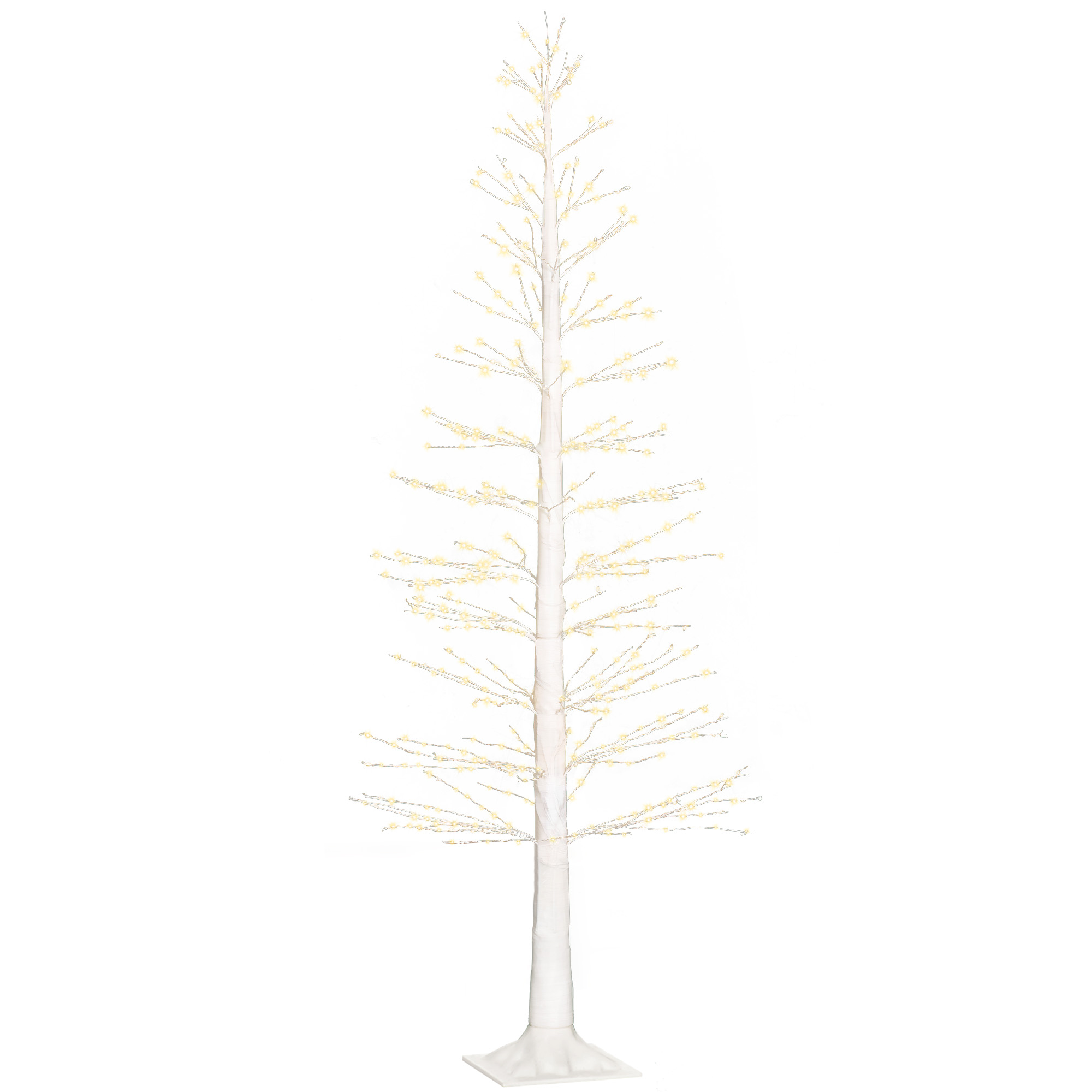 Kunsttanne mit LED-Beleuchtung, 180 cm hoher Weihnachtsbaum, realistische Rinde, Weiß
