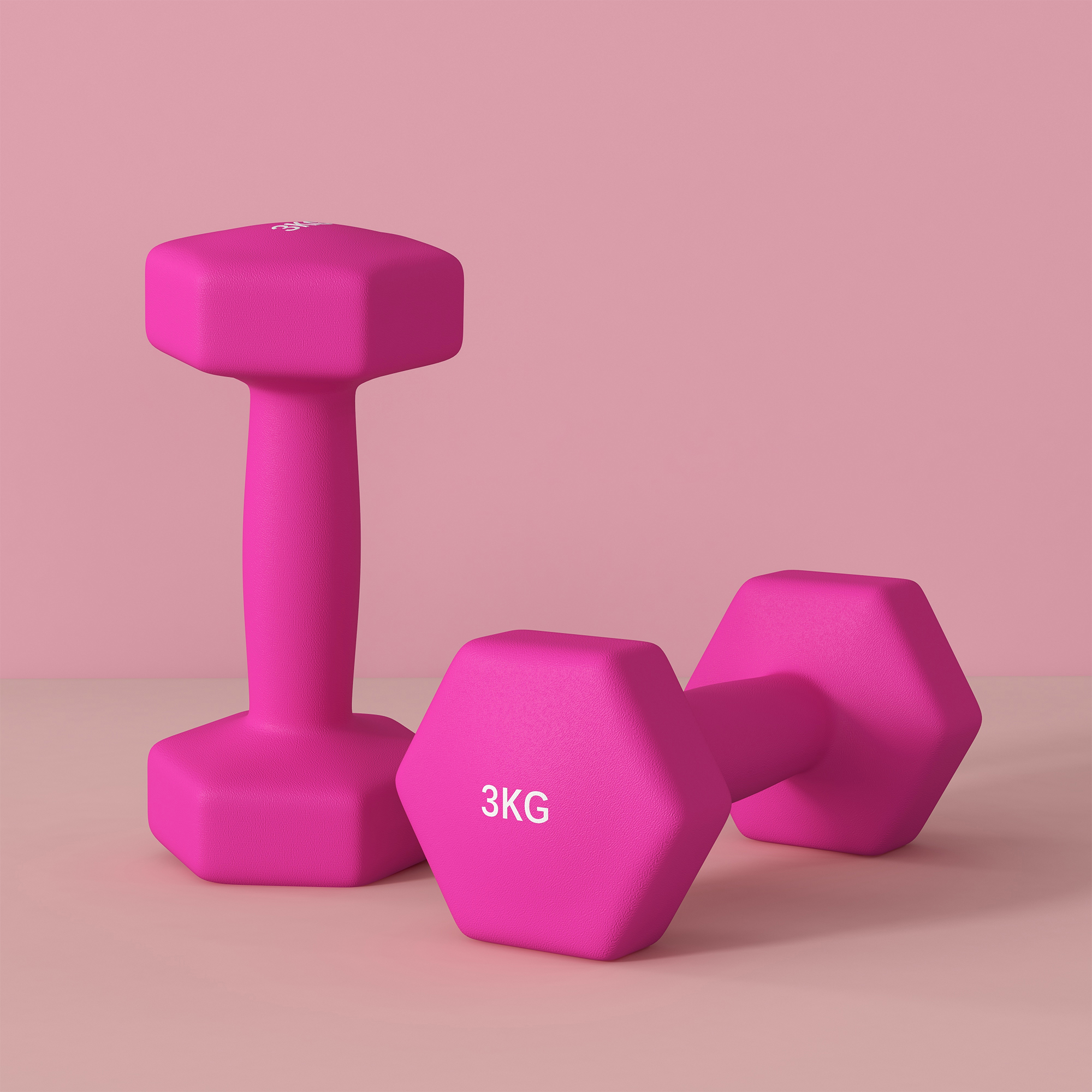 2 x 3 kg Kurzhantel-Set, sechseckiges Design, bodenfreundlich, rutschfest, Rosa
